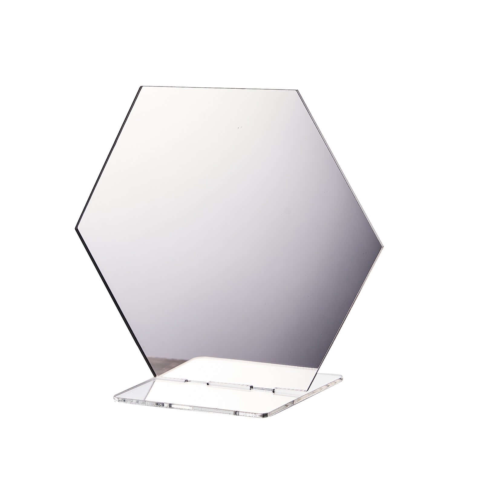 5-Pack Acrylic Table Sign Holders Hexagon Design Silver - Ideal for Modern Event Centerpieces 5