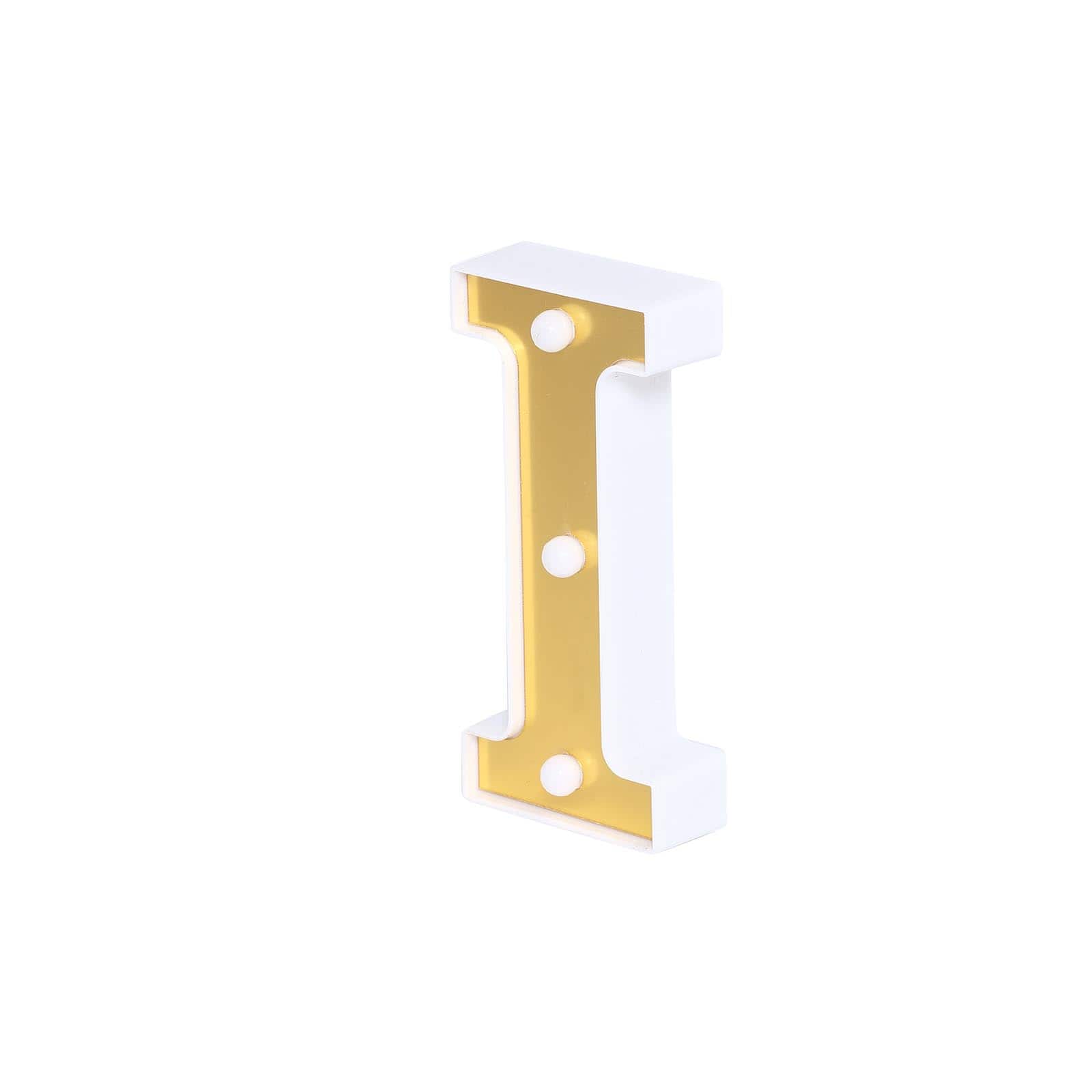 3D Marquee Letter I Warm White 3 LED Lights Gold - Chic Light-Up Decor for Events 6