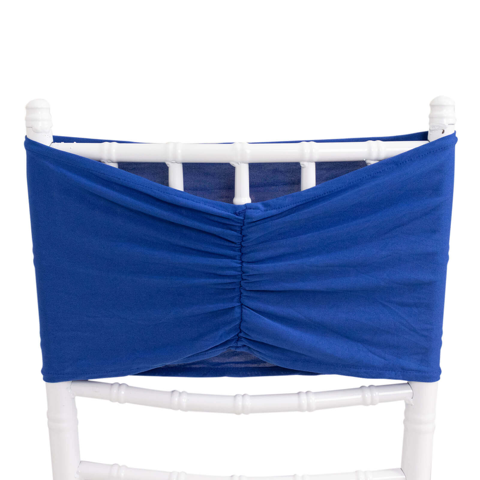 5 Pack Spandex Chair Sashes Royal Blue Ruffled Style - Wide Easy to Use Stretch Chair Bands 8x13