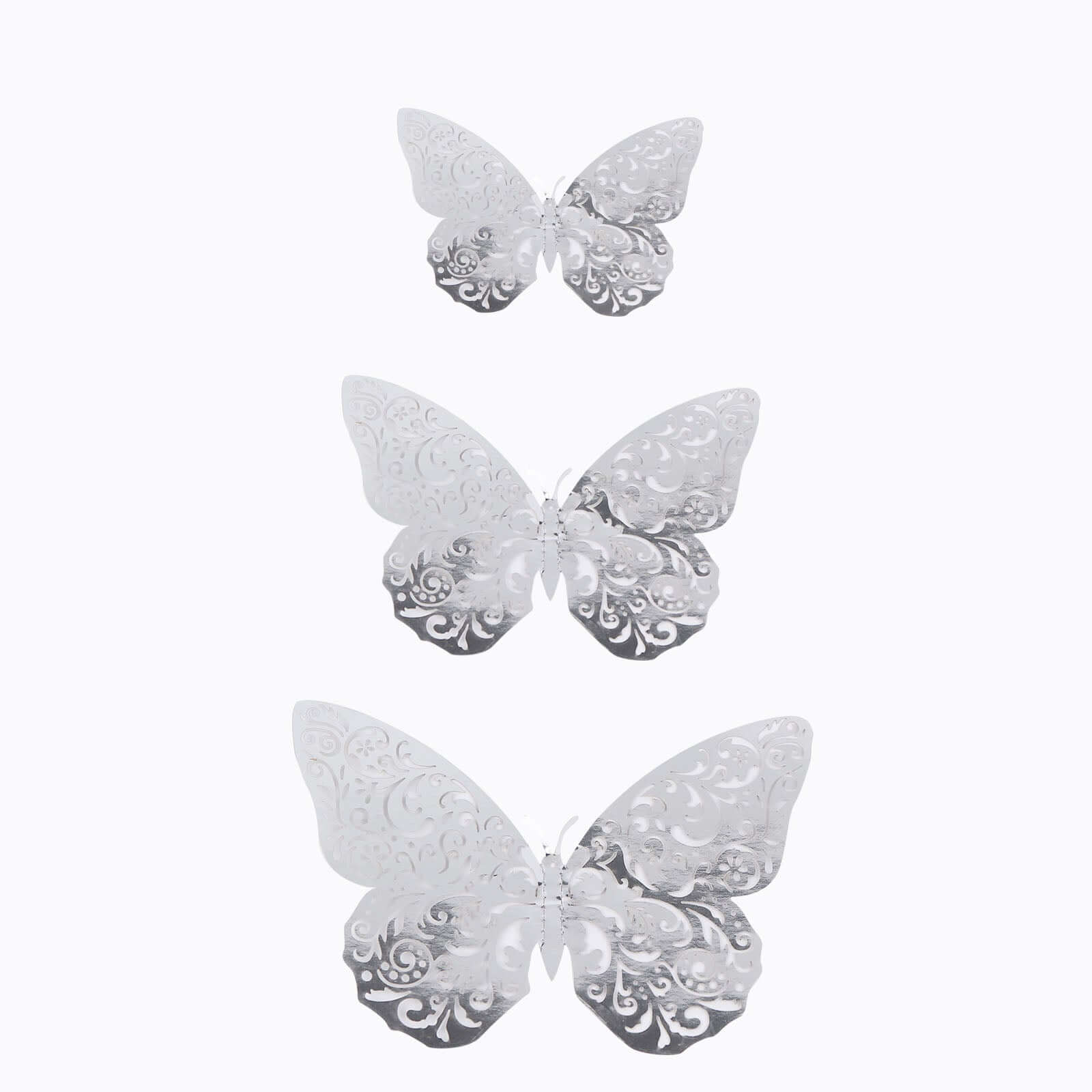 12-Pack 3D Butterfly Wall Decals, DIY Removable Mural Stickers Silver Cake Decorations Eye-Catching Design