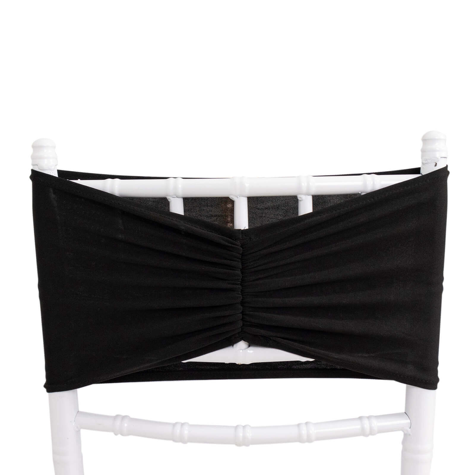 5 Pack Spandex Chair Sashes Black Ruffled Style - Wide Easy to Use Stretch Chair Bands 8x13