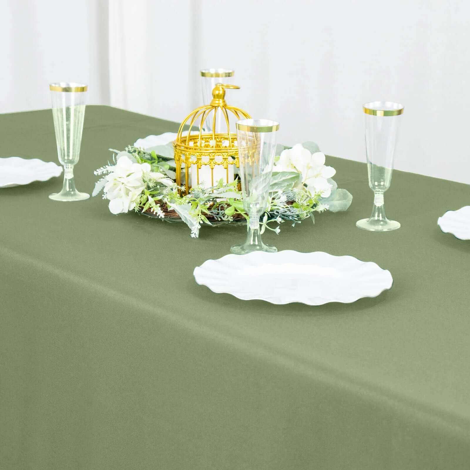 Premium Polyester 90x132 Rectangle Tablecloth Dusty Sage Green - Seamless 220GSM Stain-Resistant Table Cover