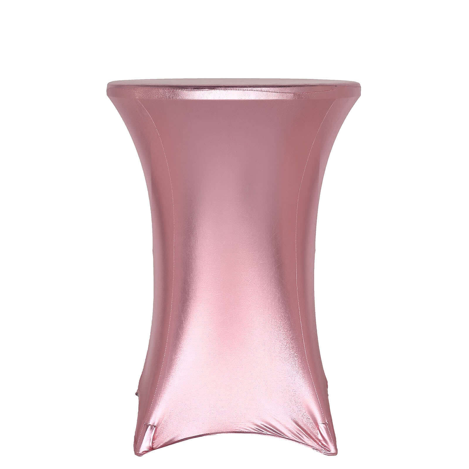 Metallic Spandex 32 Fitted Round Cocktail Table Cover Rose Gold Highboy Tablecloth - Stretch Fit & Water-Resistant