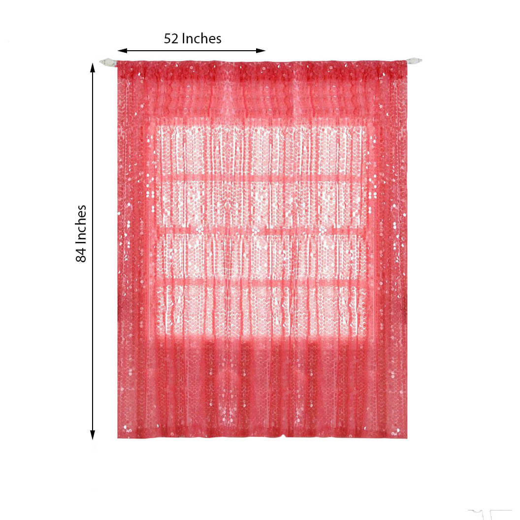 2 Pack Coral Big Payette Sequin Curtains With Rod Pocket Window Treatment Panels - 52x84