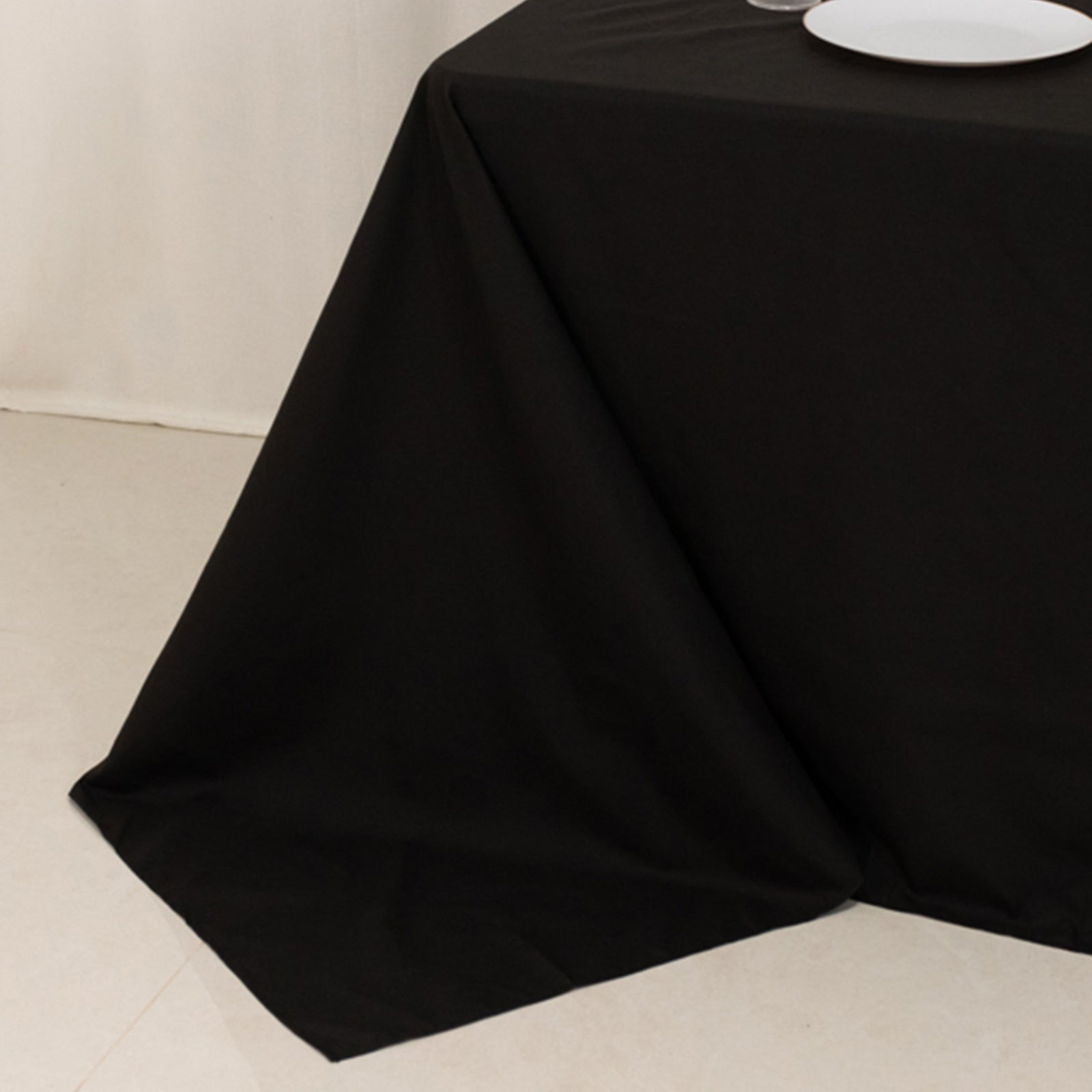 Cotton Blend 90x132 Rectangle Tablecloth Black - Seamless Wrinkle-Resistant Table Cover