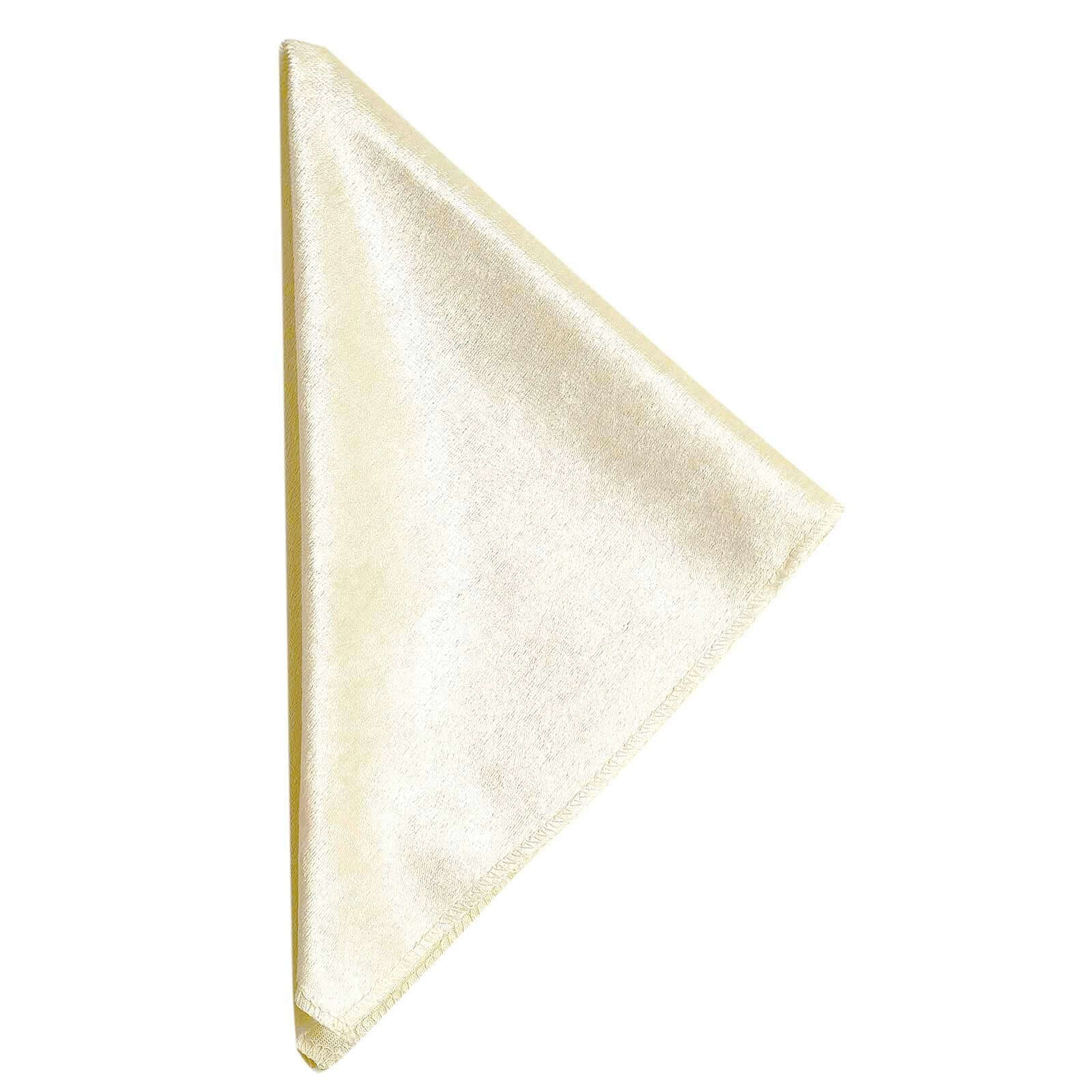 5 Pack Premium Velvet 20x20 Napkins Ivory - Soft Sheen Finish Cloth Napkins