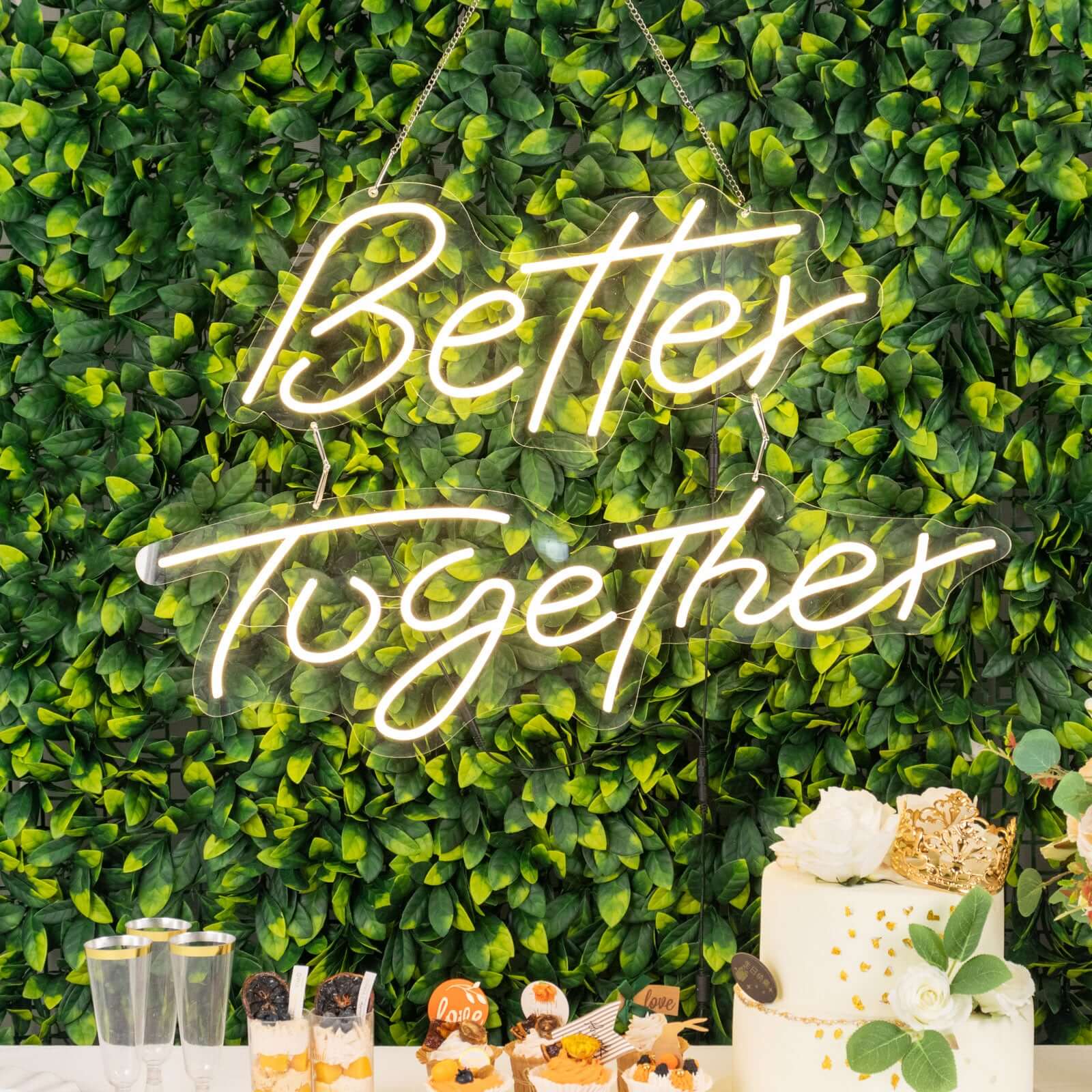 32 Better Together LED Neon Light Sign for Party or Home Wall Decor, Warm White Reusable Hanging Light With 5ft Chain