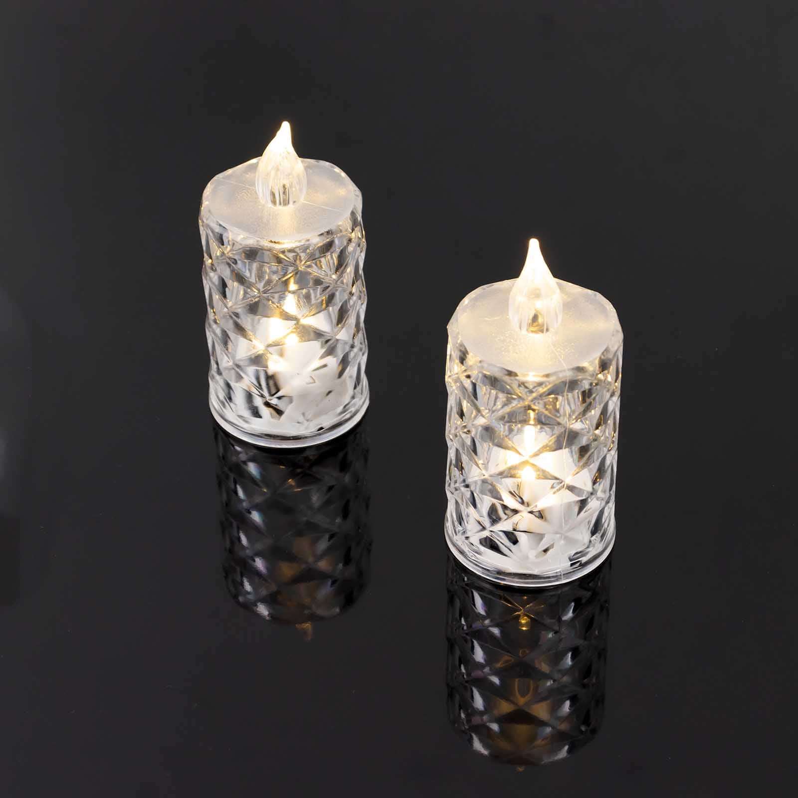 12-Pack LED Flameless Decorative Lighting Diamond Cut Warm White - Battery Operated Tealight Candles 3