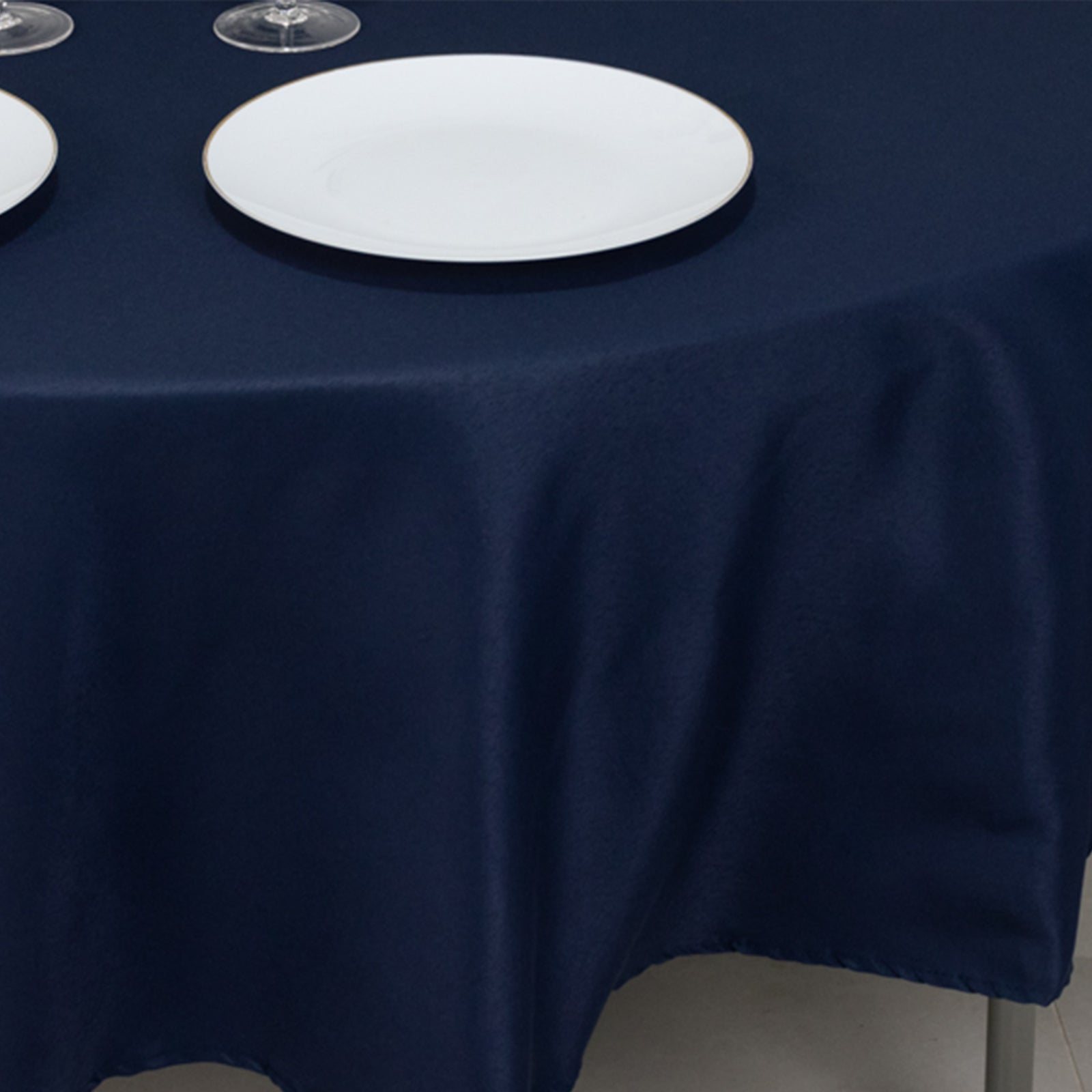 Fire Retardant Premium Polyester 90 Round Tablecloth Navy Blue - High-Performance Table Cover