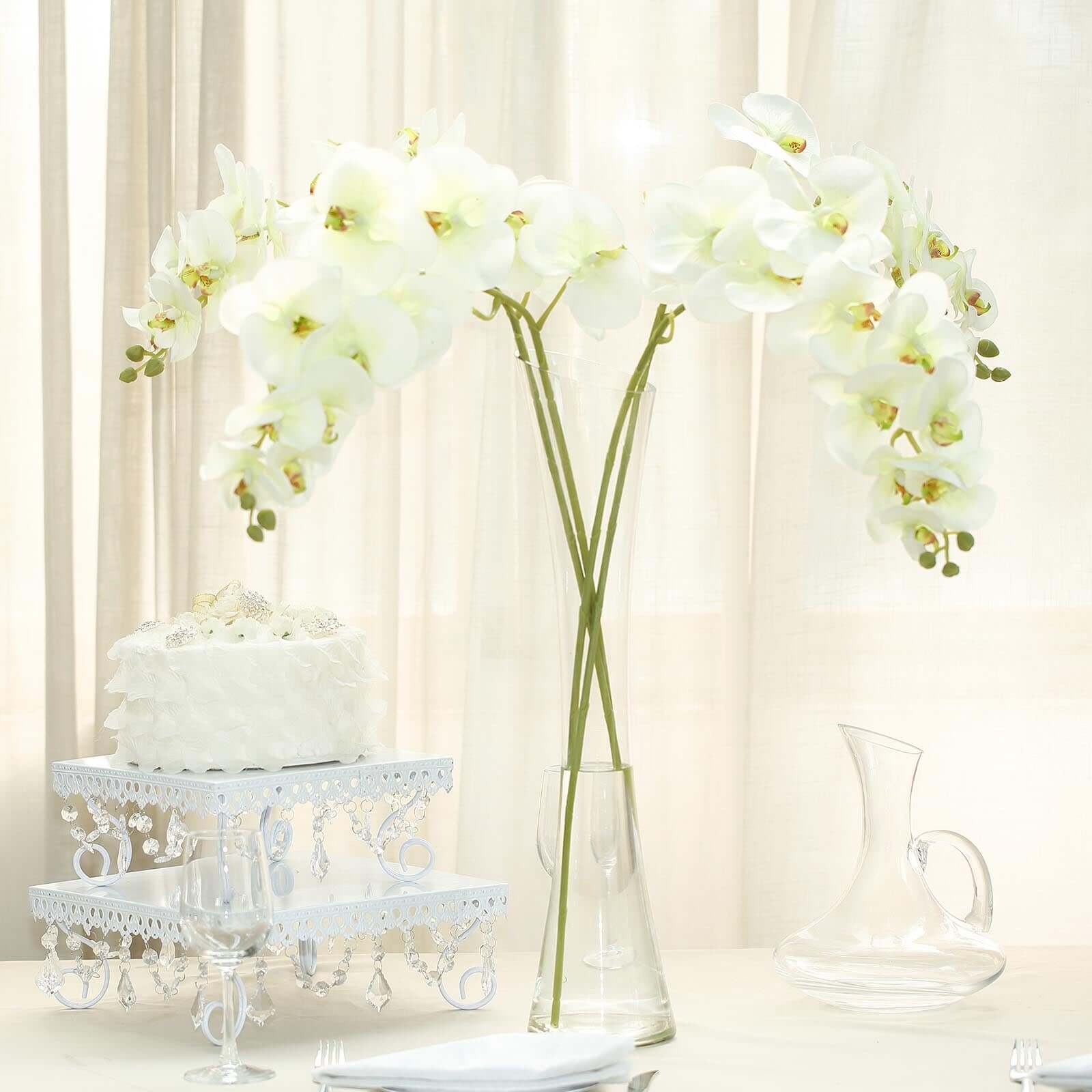 2 Stems 40 Tall Cream Artificial Silk Orchid Flower Bouquets