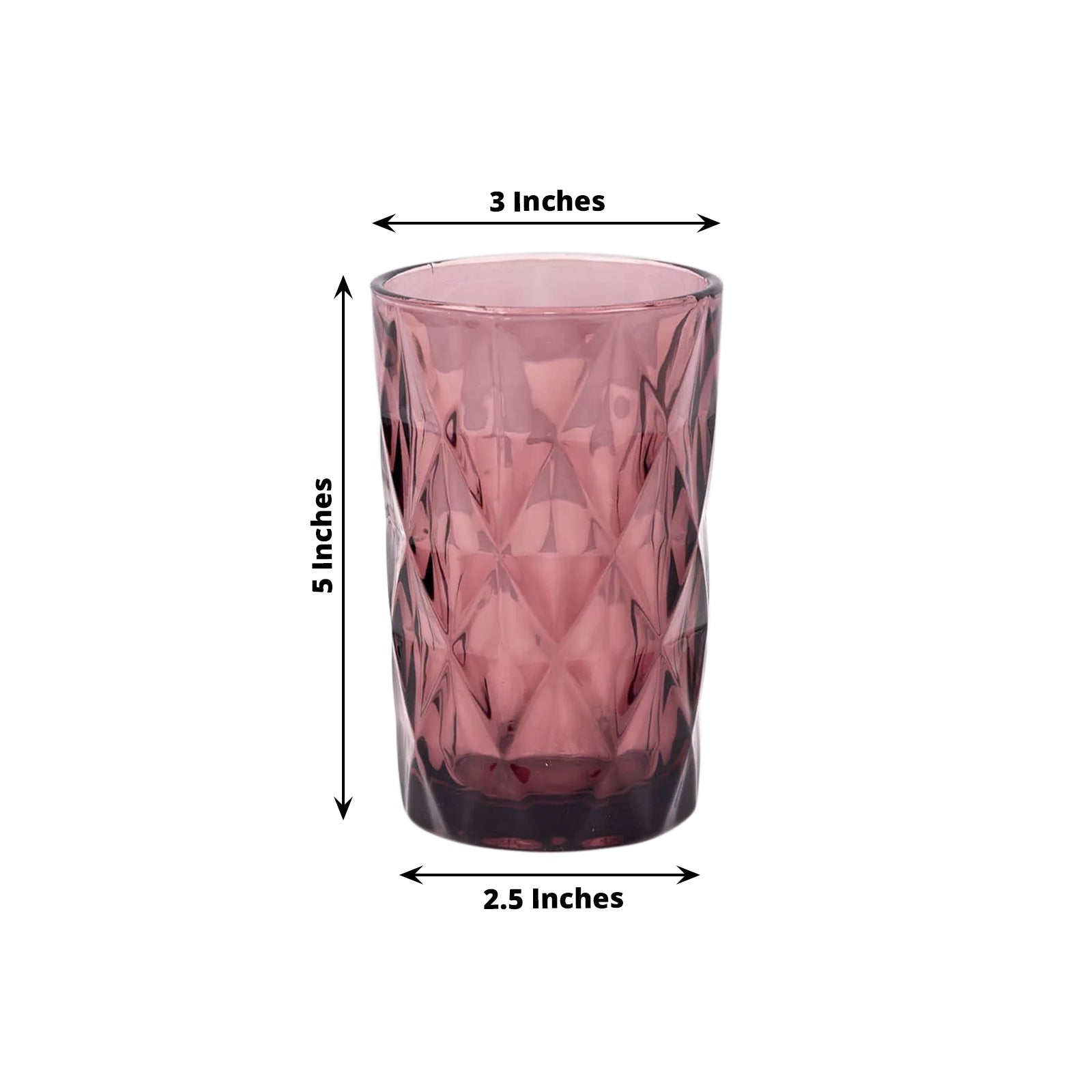 6-Pack Whiskey Glasses Dusty Rose Textured Crystal Cut Design with Heavy Base - Highball Tumblers for Parties & Events 12oz 5