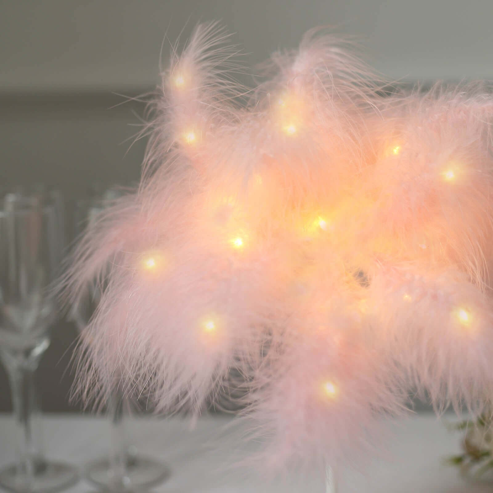 Table Lamp Feather Design Blush LED Battery Operated - Cordless Wedding Centerpiece 15