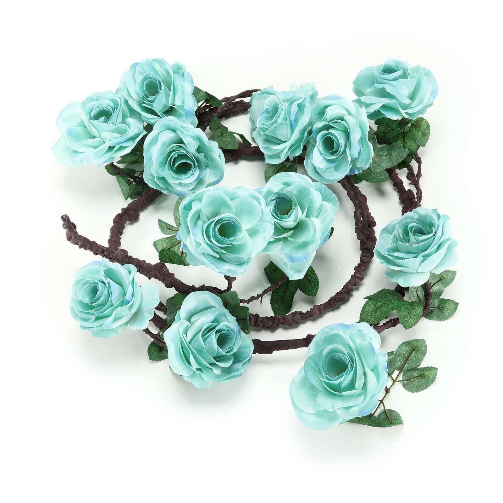 6ft Aqua Turquoise Artificial Silk Rose Hanging Flower Garland Vine