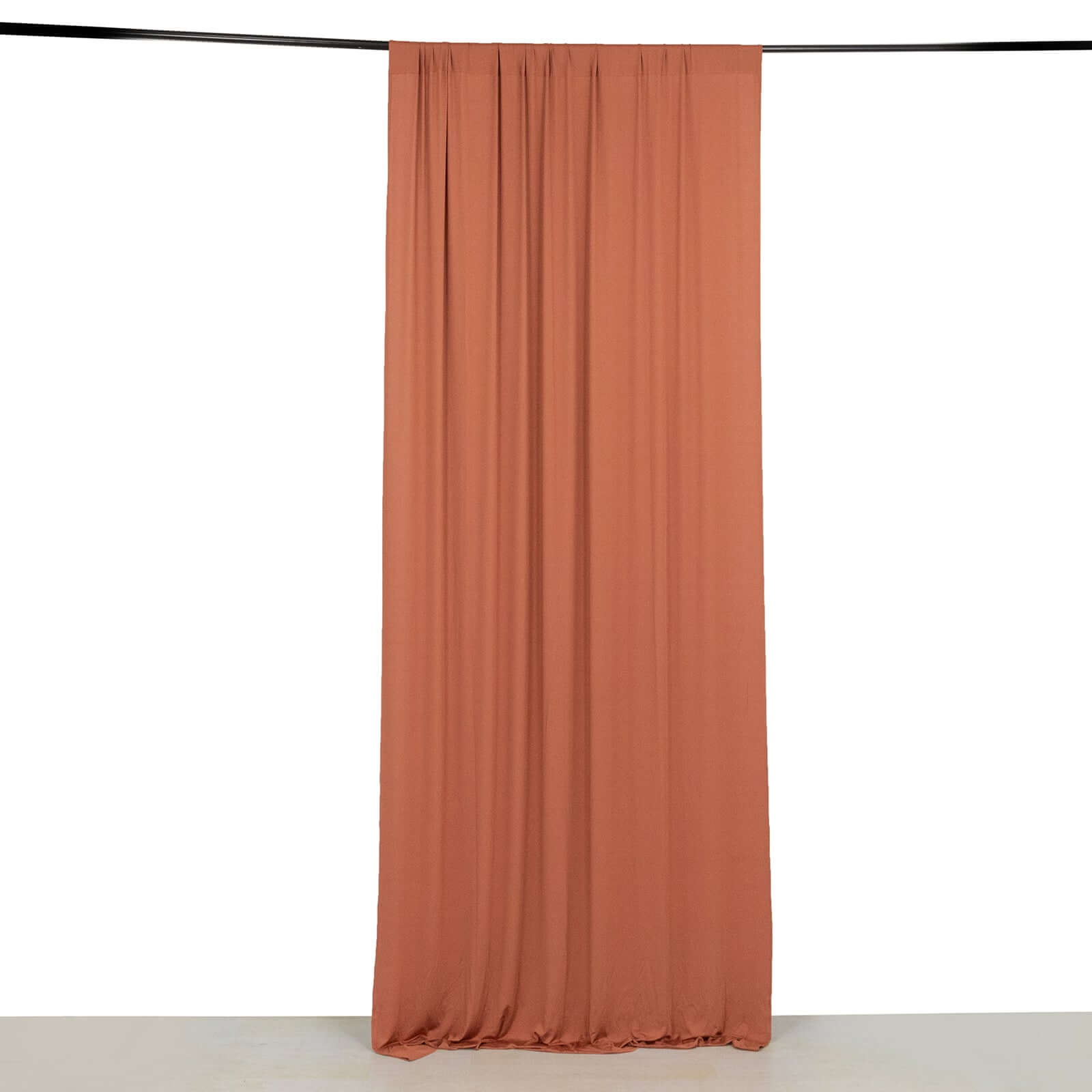 Terracotta (Rust) 4-Way Stretch Spandex Event Curtain Drapes, Wrinkle Free Backdrop Event Panel with Rod Pockets - 5ftx10ft