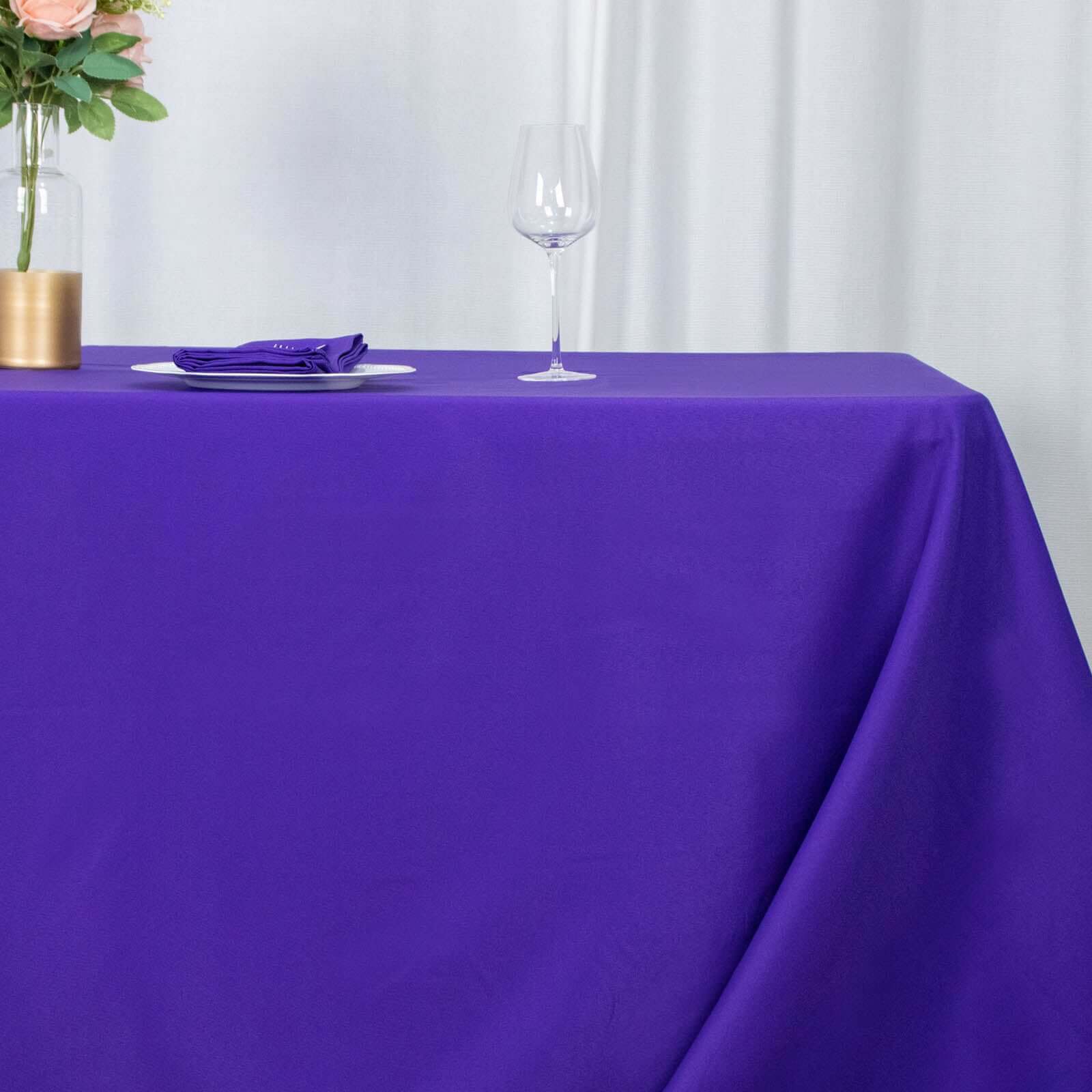 Premium Polyester 90x132 Rectangle Tablecloth Purple - Seamless 220GSM Stain-Resistant Table Cover