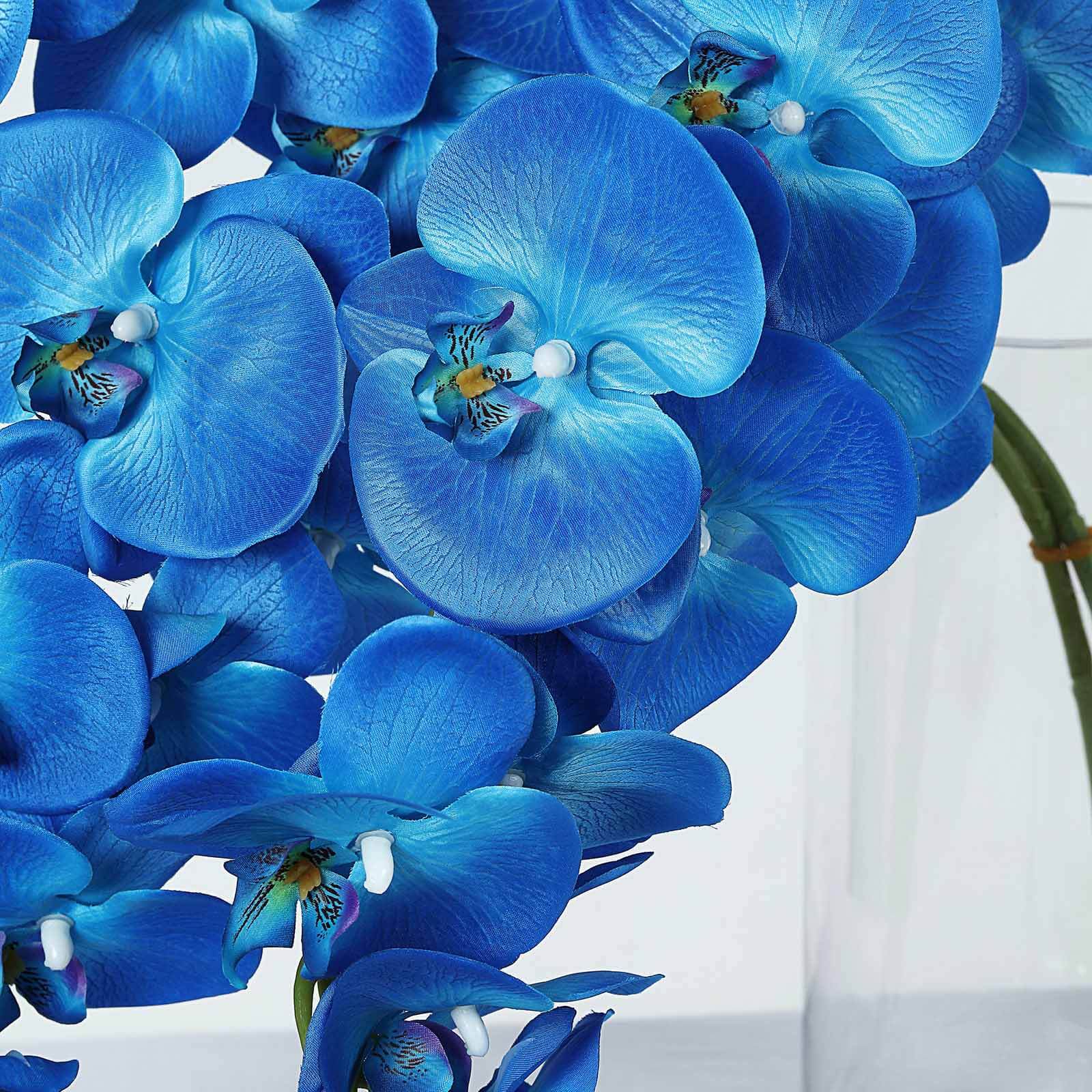 2 Stems 40 Tall Royal Blue Artificial Silk Orchid Flower Bouquets