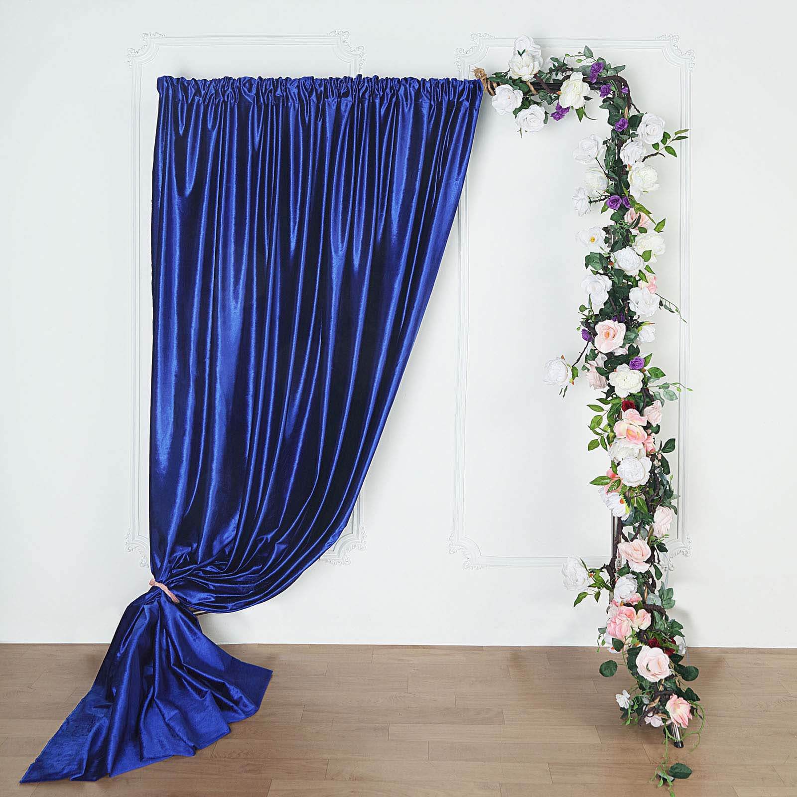 8ftx8ft Royal Blue Premium Smooth Velvet Event Curtain Drapes, Privacy Backdrop Event Panel with Rod Pocket