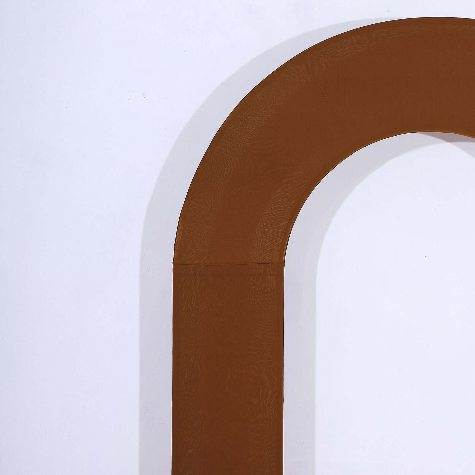 8ft Cinnamon Brown Spandex Fitted Open Arch Wedding Arch Cover, Double-Sided U-Shaped Backdrop Slipcover