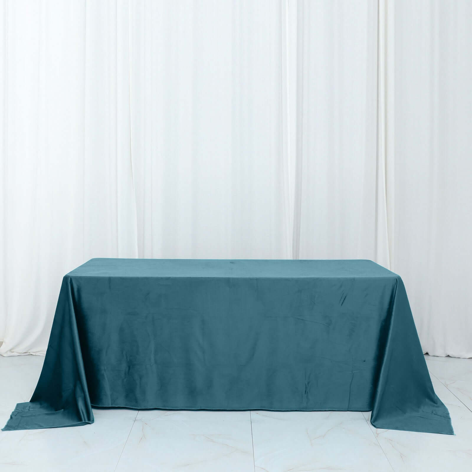 Premium Velvet 90x132 Rectangle Tablecloth Peacock Teal - Reusable Soft & Seamless Table Cover