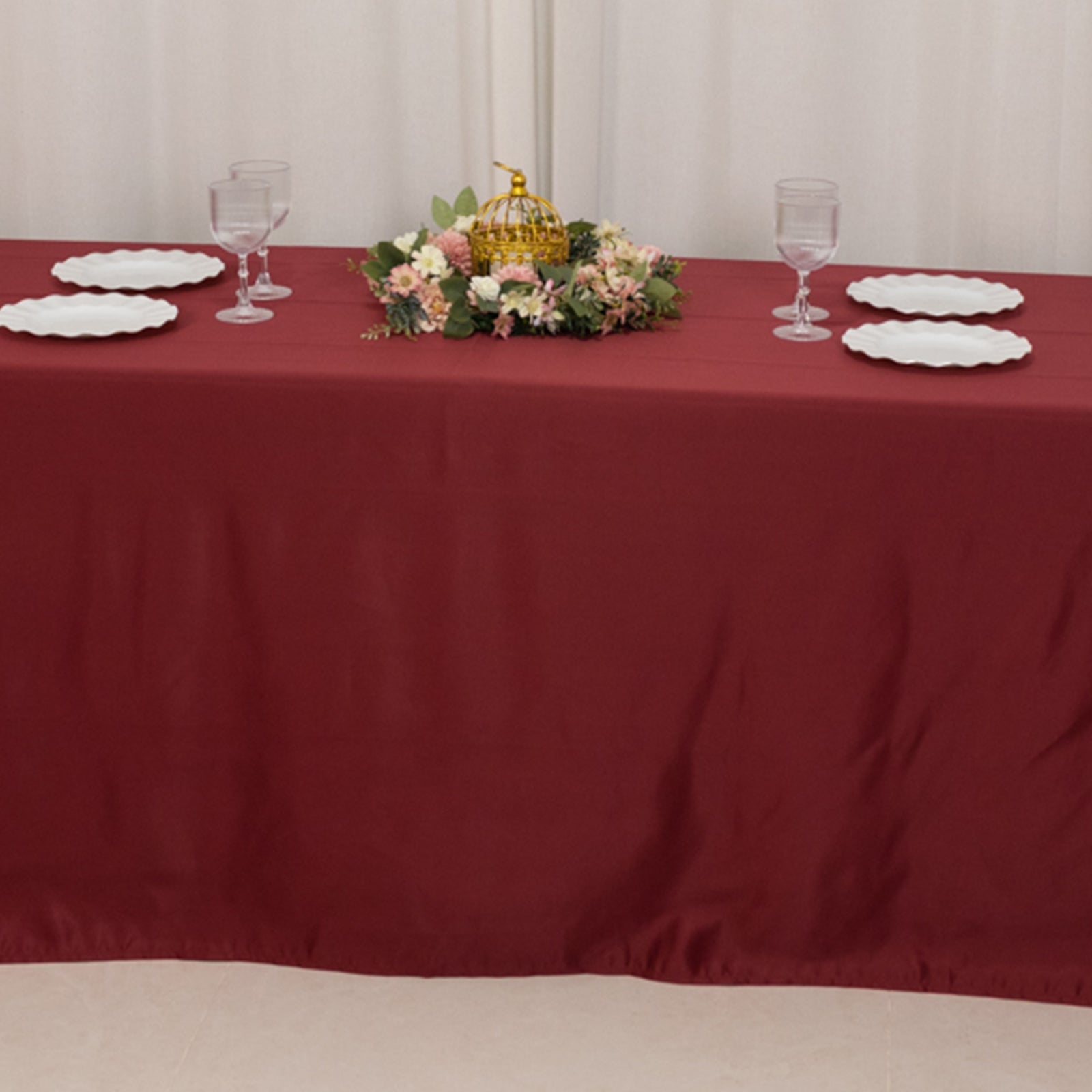 Lamour Satin 90x156 Rectangle Tablecloth Burgundy - Luxurious, Soft Seamless Table Cover