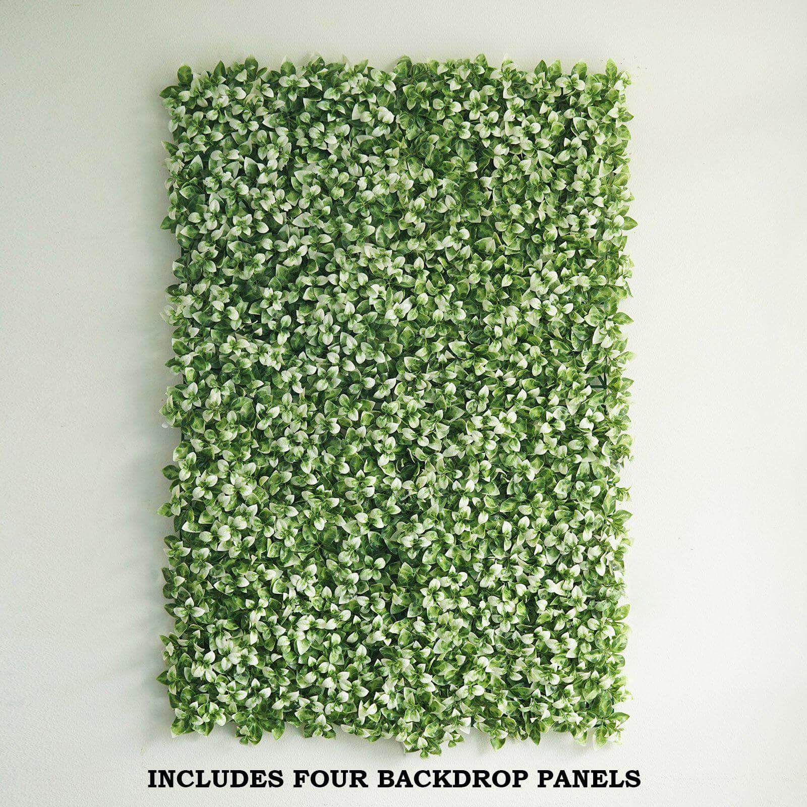 11 Sq ft. White Tip Green Boxwood Hedge Garden Wall Backdrop Mat - 4 Artificial Panels