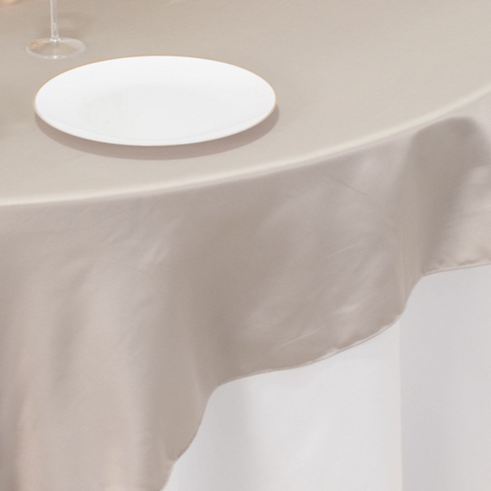 Lamour Satin 72x72 Table Overlay Square Tablecloth Silver - Smooth Finish Table Topper