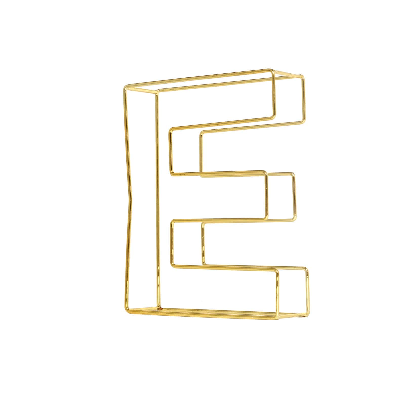 8 Tall Gold Freestanding 3D Decorative Wire Letter, Wedding Centerpiece - E