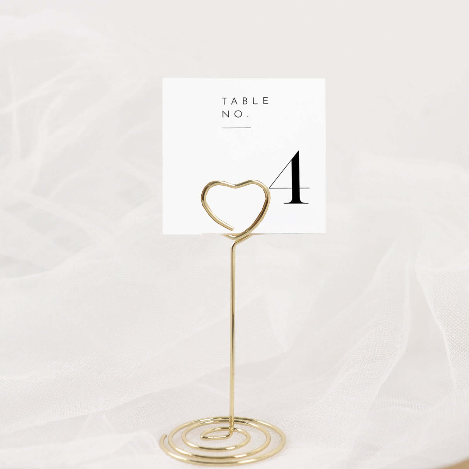 10-Pack Metal Card Holder Stands Heart Design Gold - Table Number Stands and Wedding Place Card Menu Clips 3.5