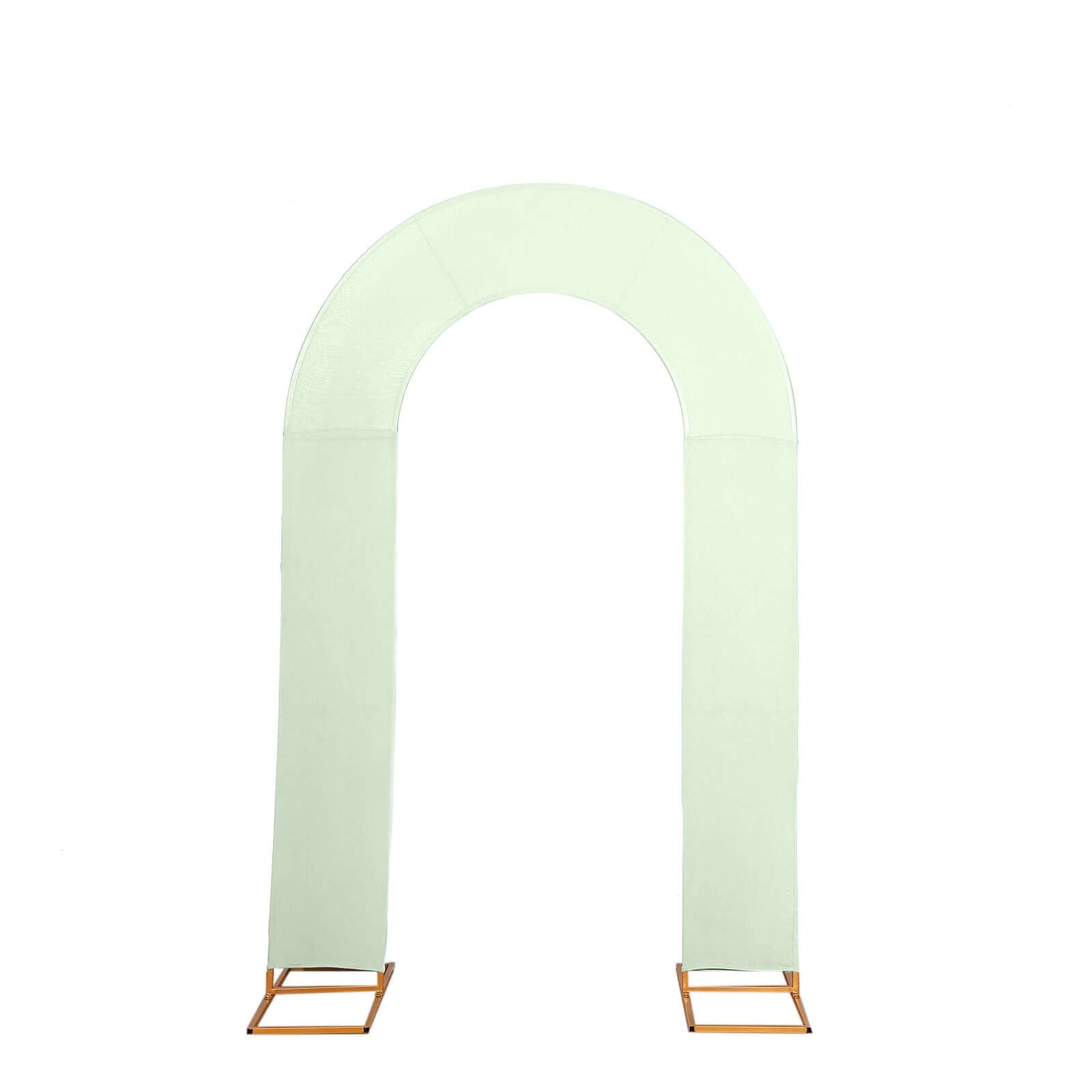 8ft Sage Green Spandex Fitted Open Arch Wedding Arch Cover, Double-Sided U-Shaped Backdrop Slipcover