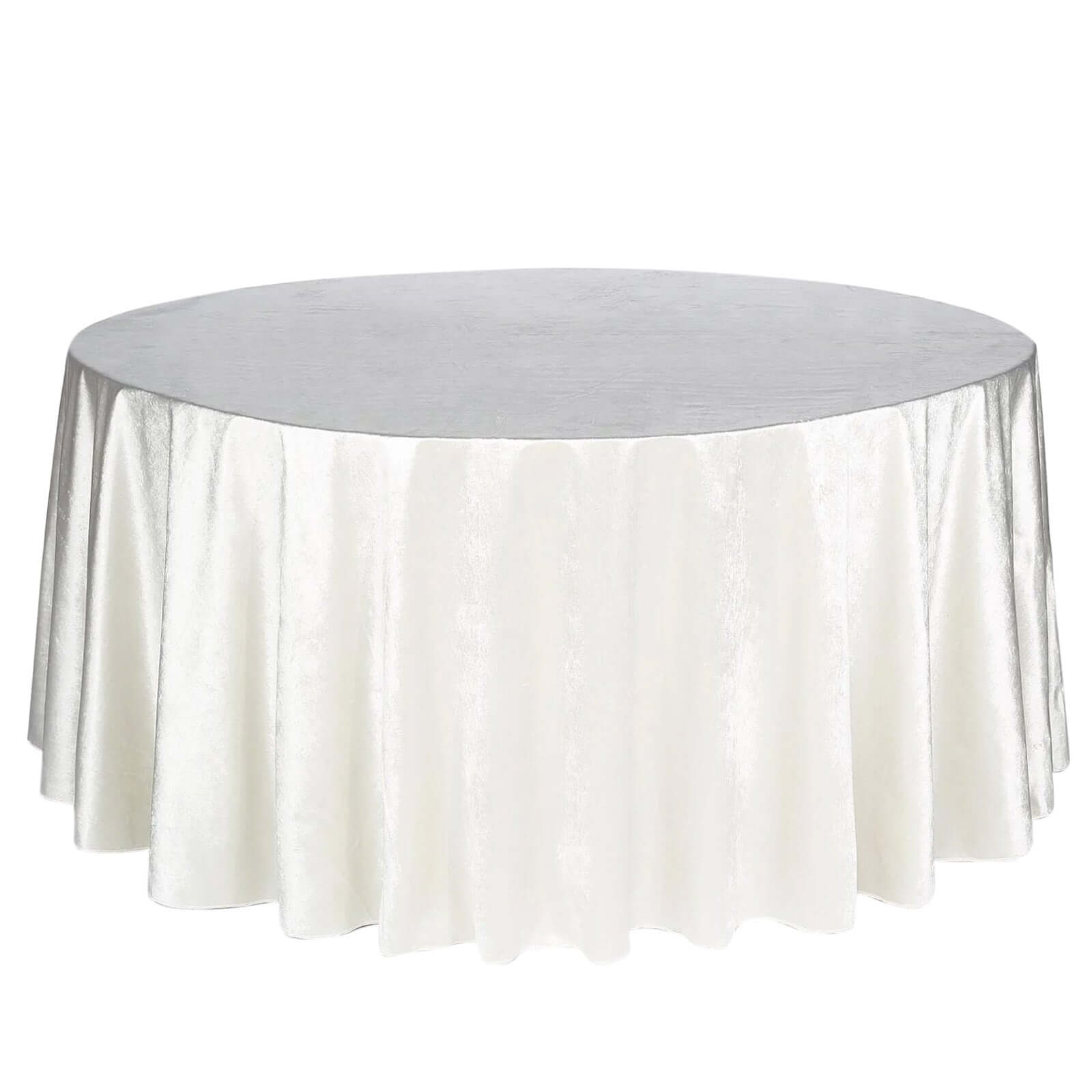 Premium Velvet 120 Round Tablecloth Ivory - Reusable Soft & Seamless Table Cover