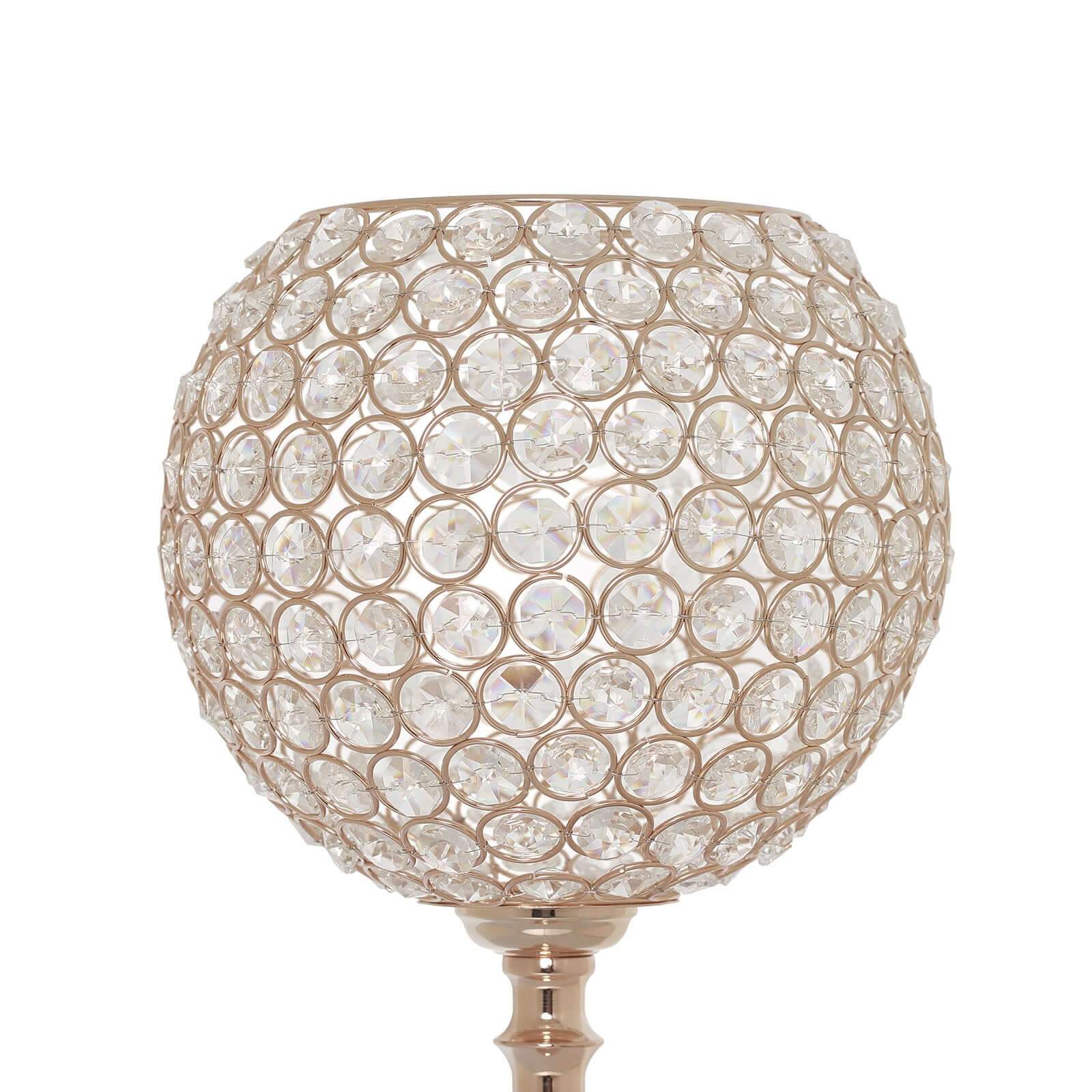 Acrylic Crystal Beaded Goblet Candle Holder Gold - Exquisite Flower Ball Centerpiece Stand for High-End Event Styling 30