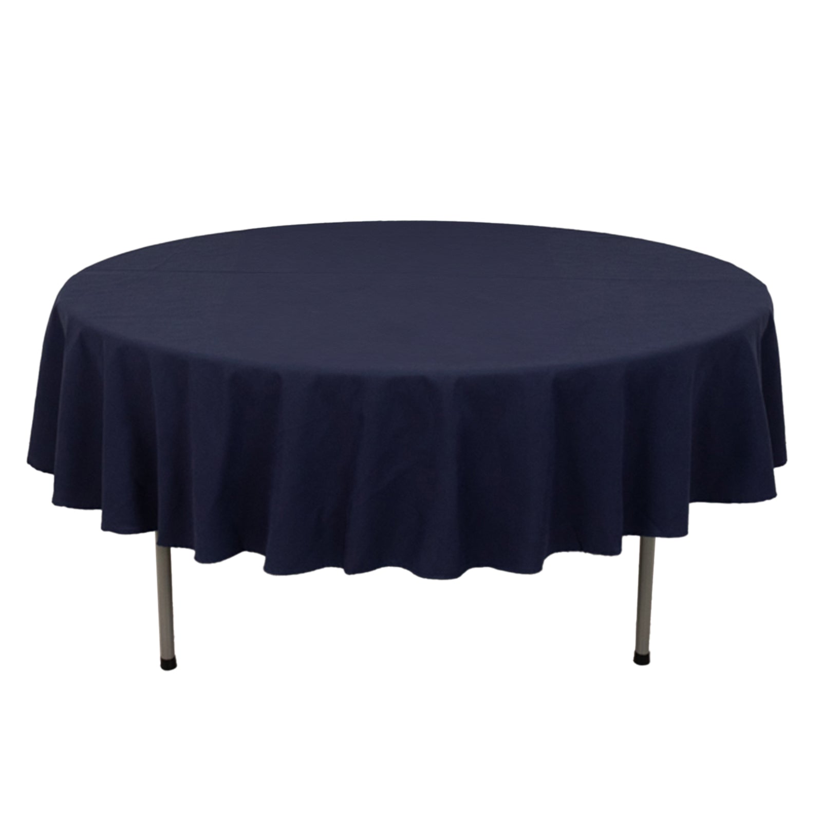 Cotton Blend 90 Round Tablecloth Navy Blue - Wrinkle-Resistant Table Cover