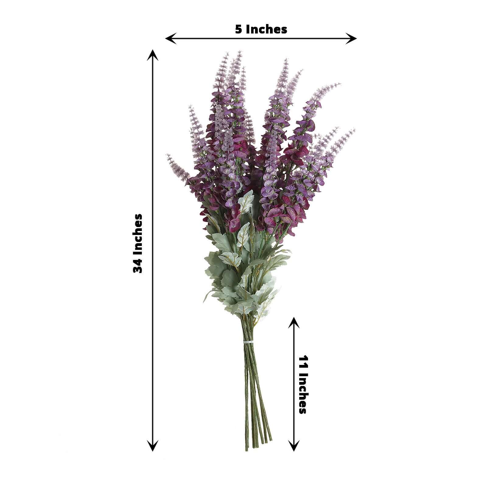 2 Bushes 34 Lavender Lilac Artificial Foxglove Orchid Flower Bouquet Stem – Silk Flower Branch Spray