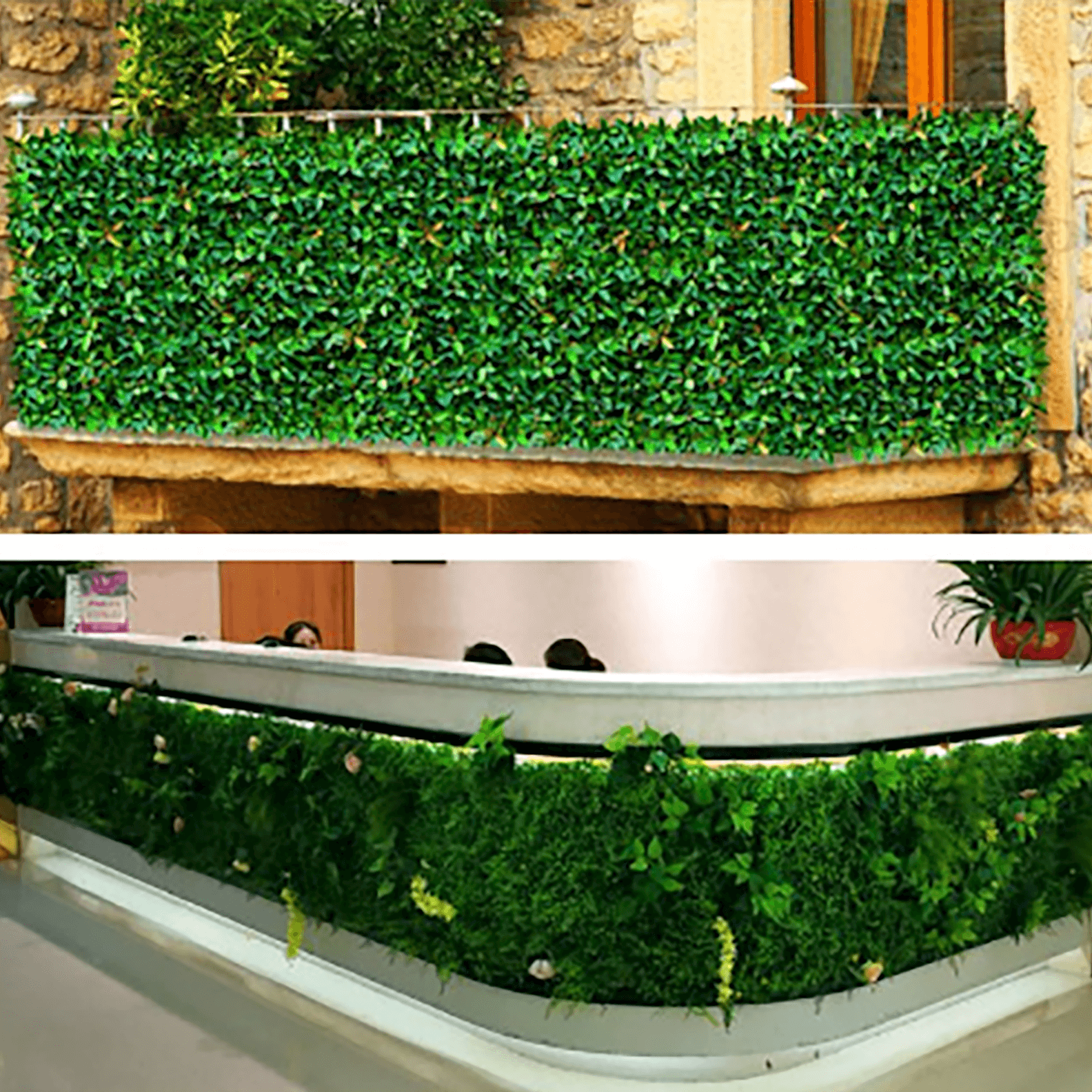 11 Sq ft. Artificial Baby Green Boxwood Hedge Garden Wall Backdrop Mat - 4 Panels