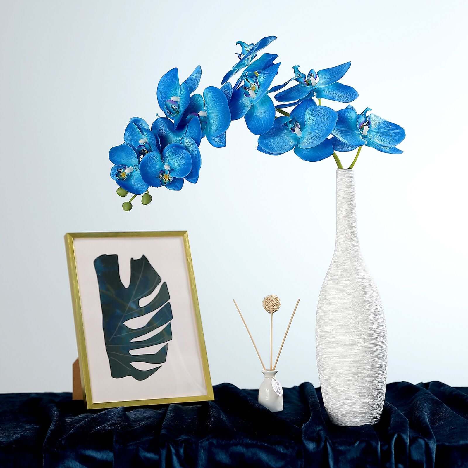 2 Stems 40 Tall Royal Blue Artificial Silk Orchid Flower Bouquets