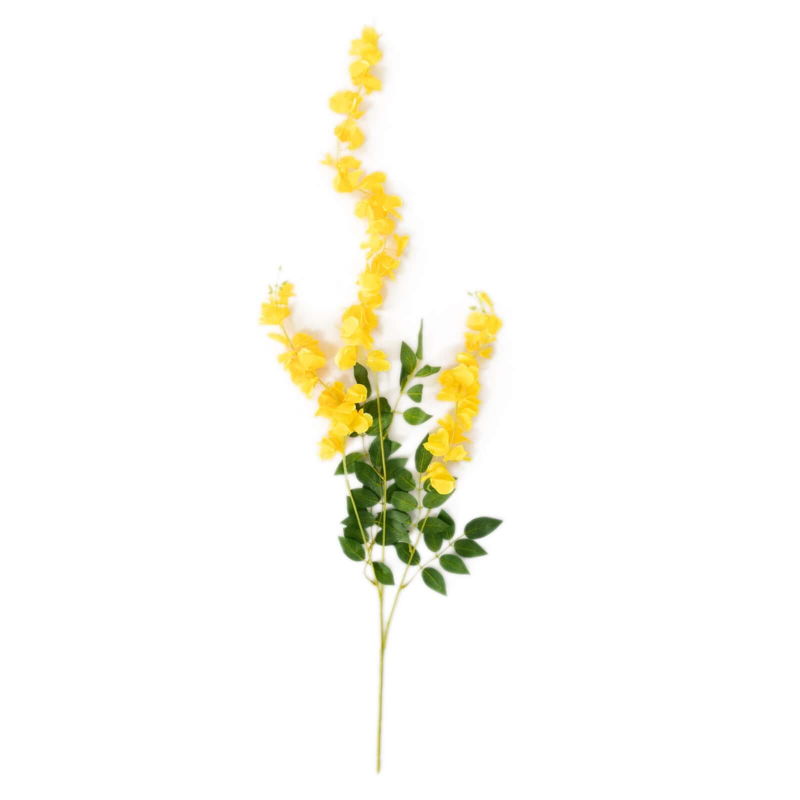 5 Pack 44 Silk Hanging Wisteria Flower Garland Vines in Yellow, 3 Strands in 1 Bush