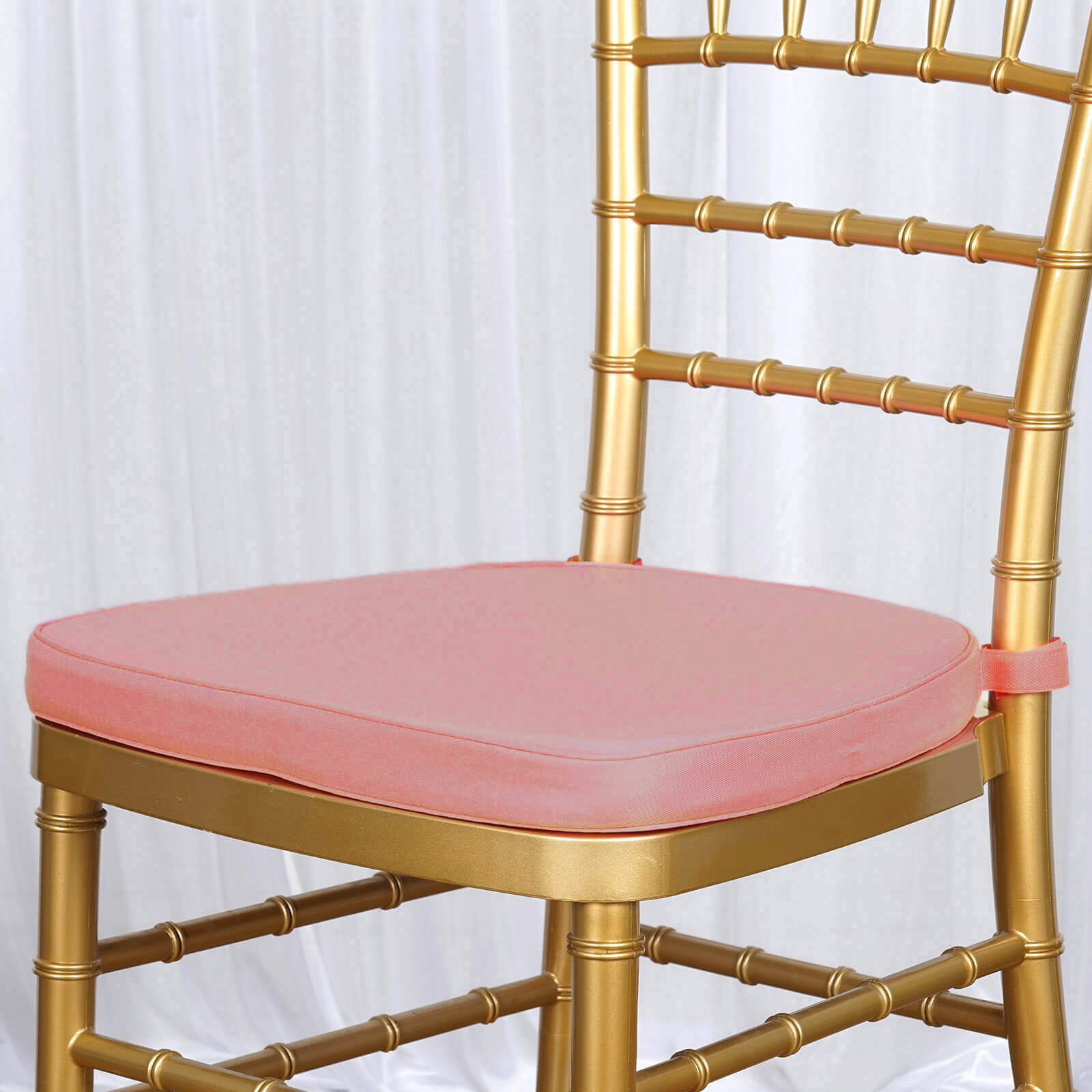 Chiavari Chair Cushion with 1.5 Thick Memory Foam and Ties Dusty Rose - Stylish Removable Cover for Comfort