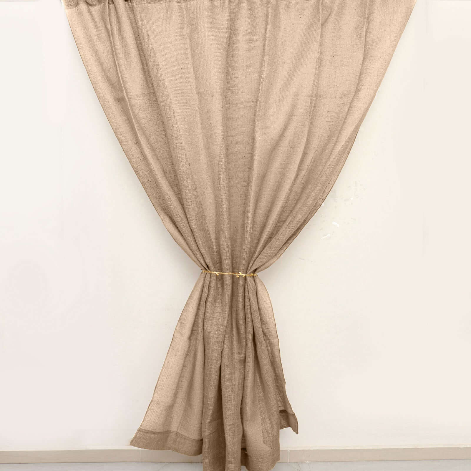 8ftx8ft Natural Farmhouse Style Jute Event Curtain Drapes, Rustic Burlap Backdrop Event Panel