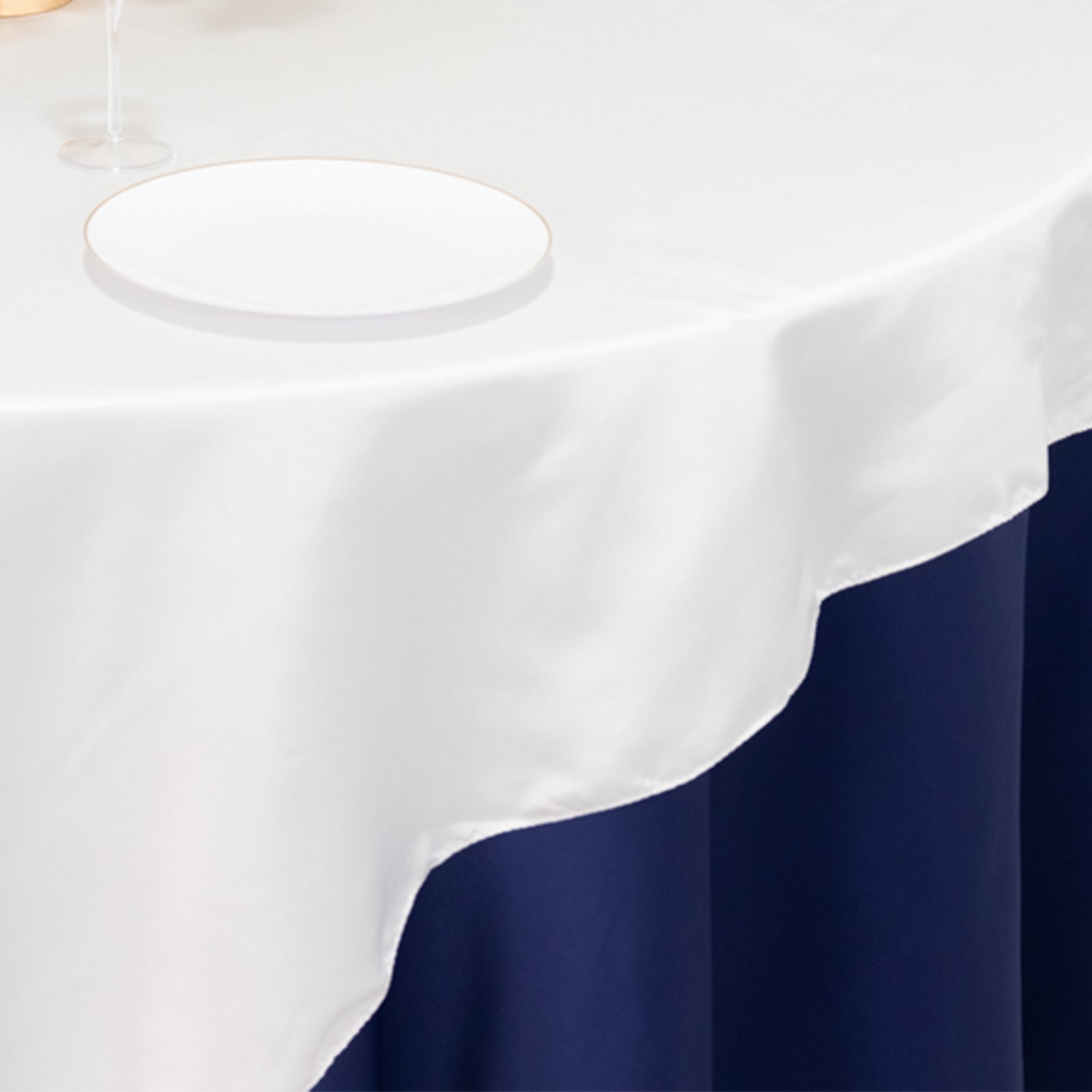 Lamour Satin 72x72 Table Overlay Square Tablecloth White - Smooth Finish for Luxurious Events