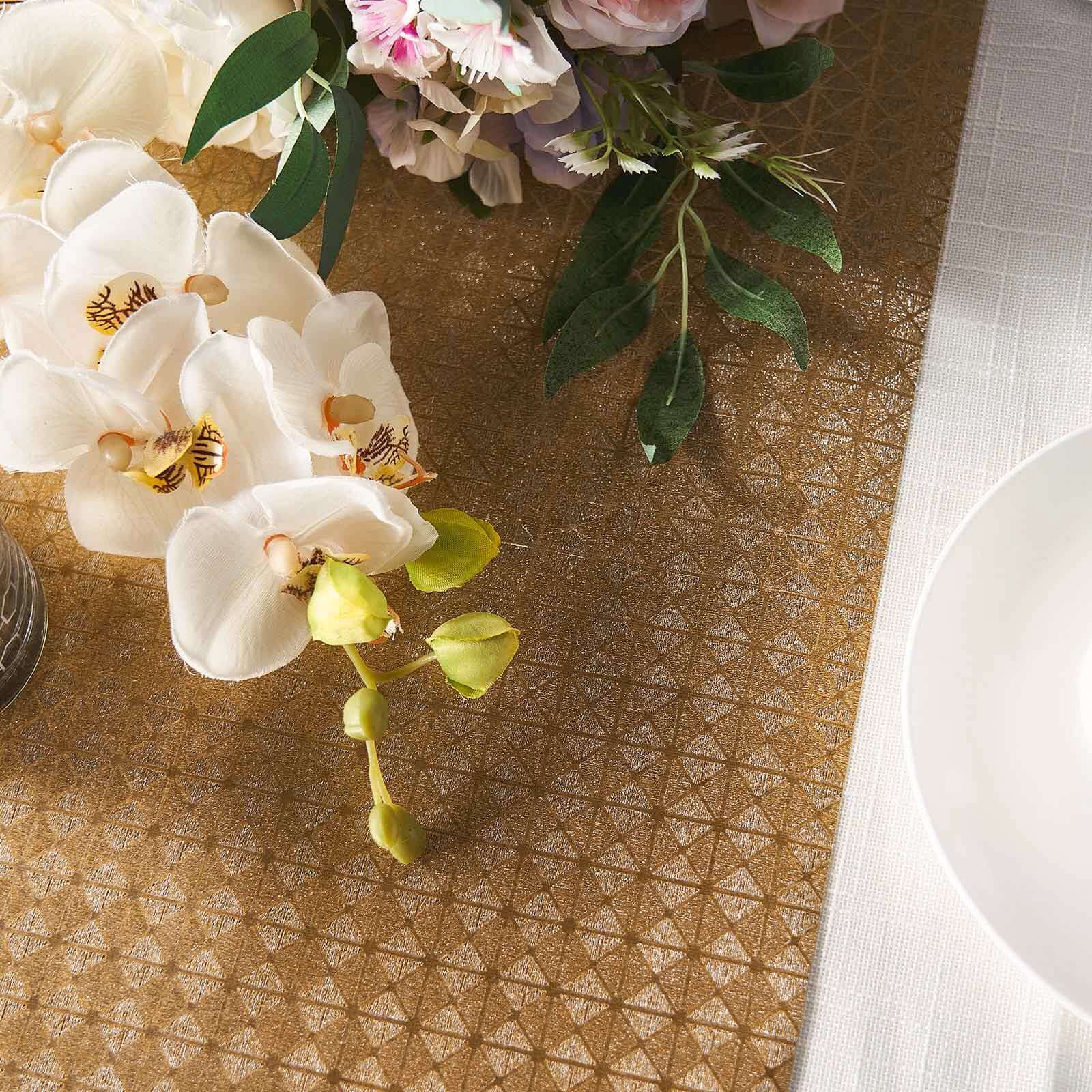 9ft Gold Glamorous Geometric Print Table Runner, Disposable Paper Table Runner