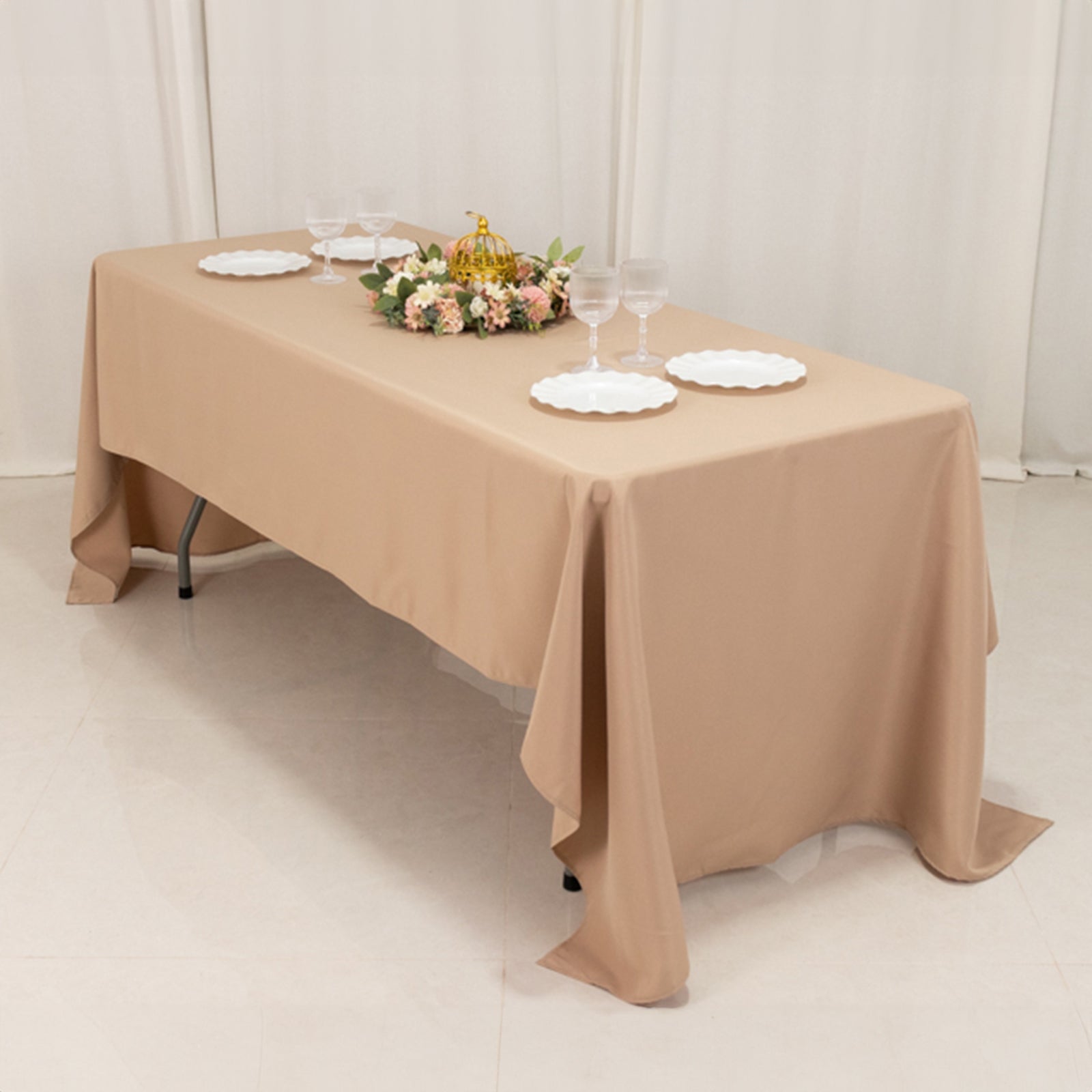 Premium Polyester 60x126 Rectangle Tablecloth Nude - Stain-Resistant 220GSM Finish Table Cover