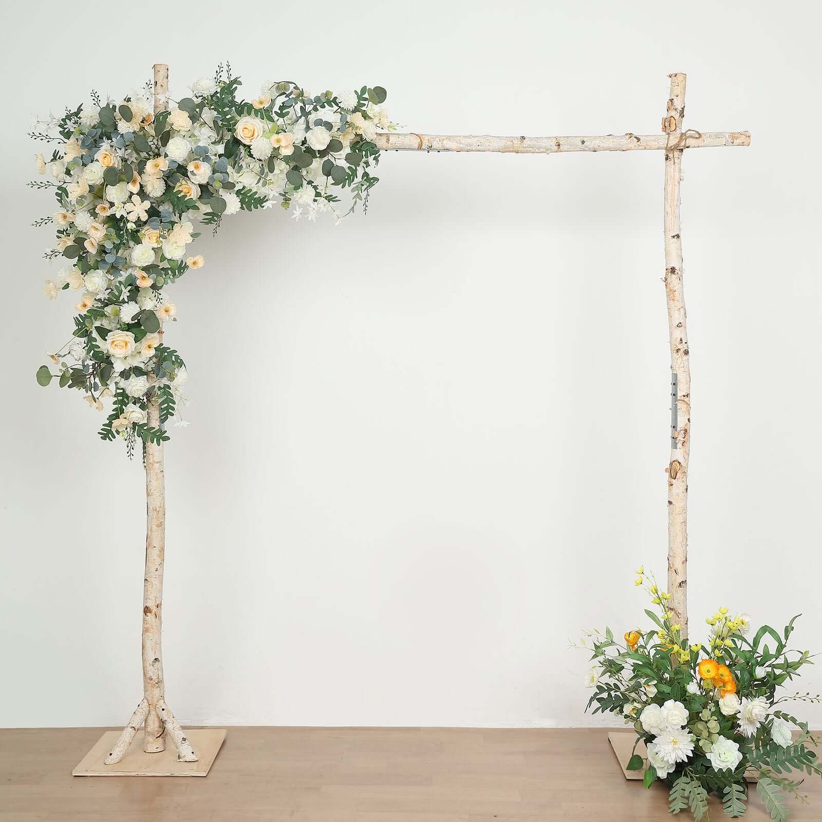 7.5ft Natural Birch Rustic Square Arbor Photography Backdrop Stand, Wooden Wedding Arch