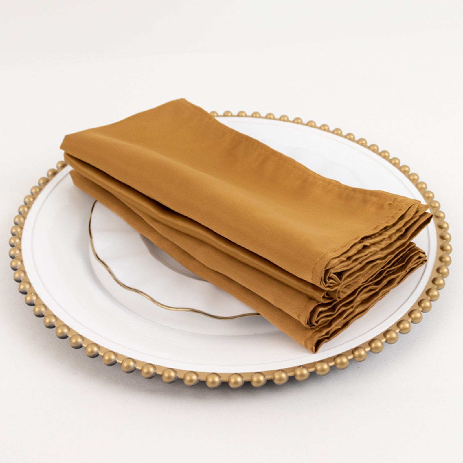 5 Pack Lamour Satin 20x20 Napkins Gold - Exquisite Dinner Napkins with Soft Matte Finish for Weddings & Events