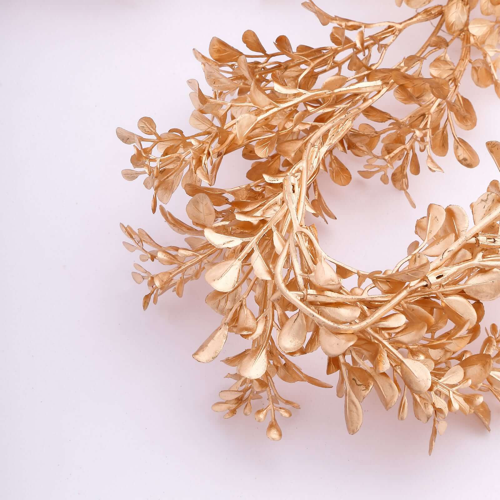 Artificial Boxwood Leaf Table Garland Metallic Gold - Versatile Faux Decorative Hanging Vine for Modern & Chic Event Styling 6ft