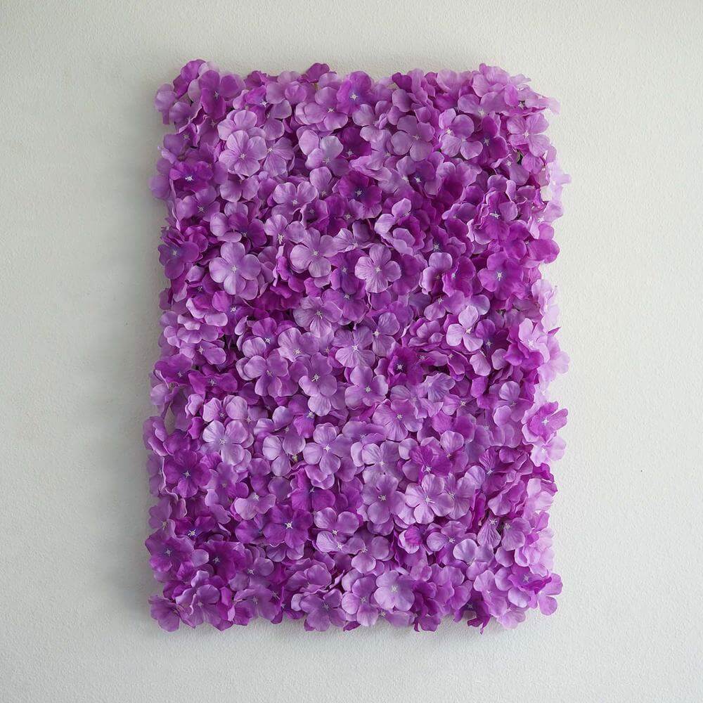 11 Sq ft. Purple UV Protected Hydrangea Flower Wall Mat Backdrop - 4 Artificial Panels