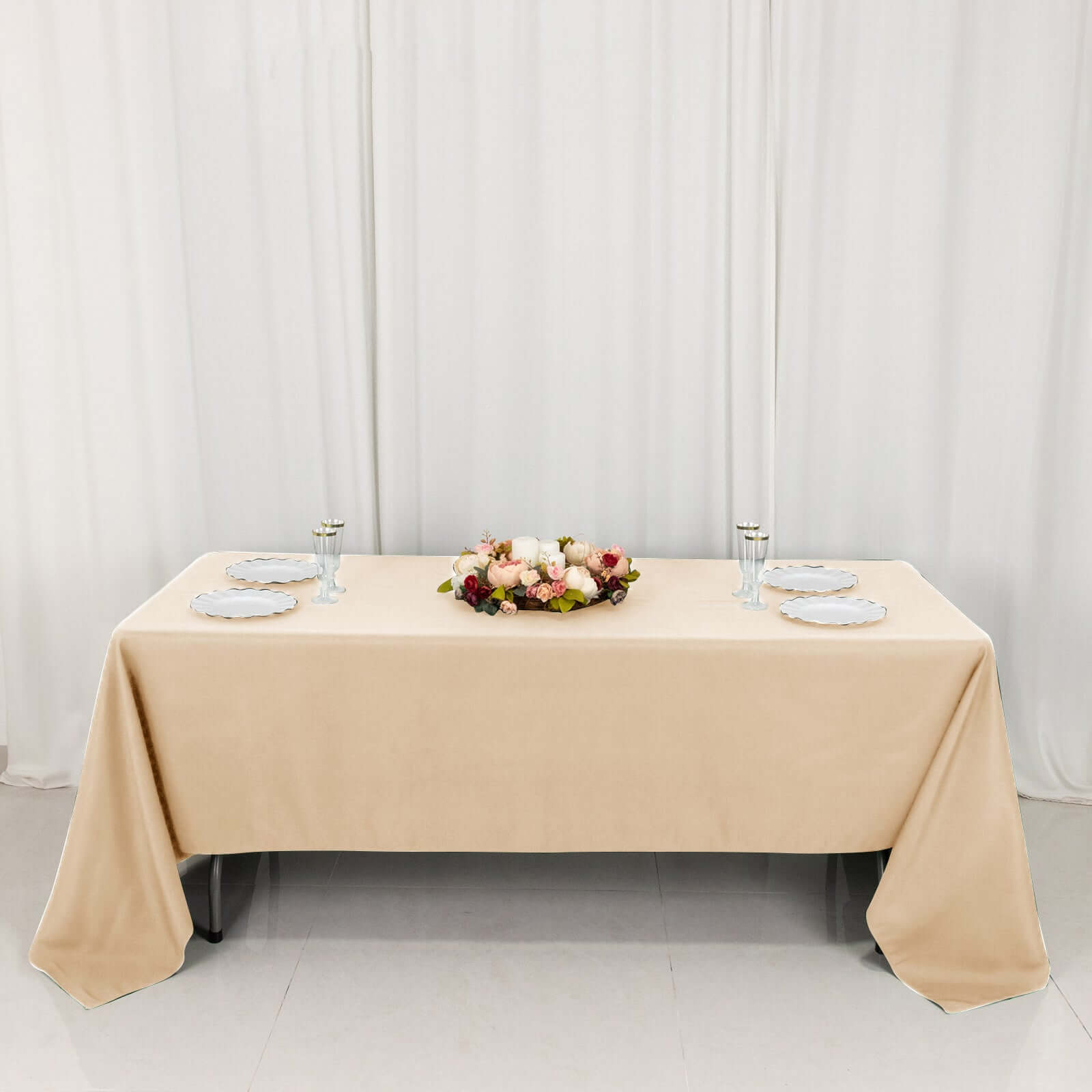 Premium Polyester 60x126 Rectangle Tablecloth Beige - Stain-Resistant 220GSM Finish Table Cover