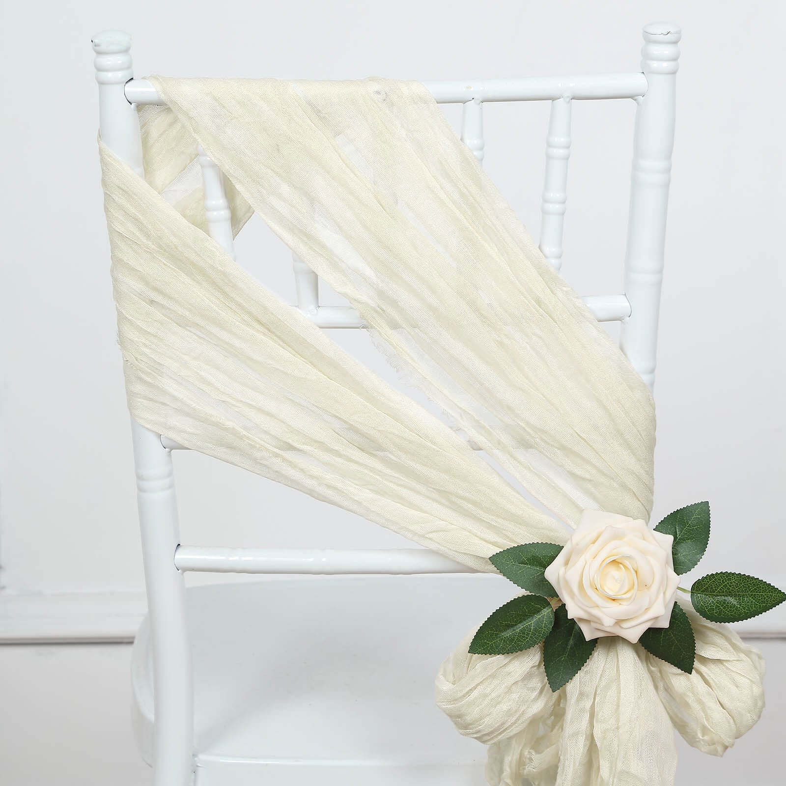 5 Pack Cheesecloth Gauze 16x88 Chair Sashes Cream - Boho Chair Decorations