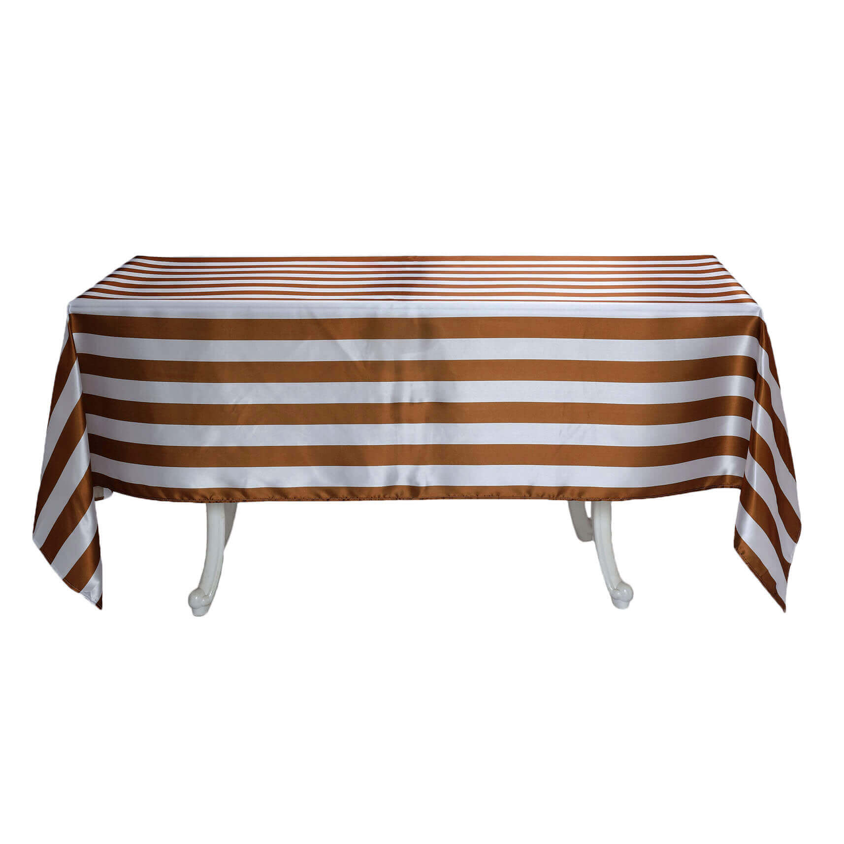 Satin 60x102 Rectangle Tablecloth Gold/White - Stripe Design with Stylish Smooth Finish Table Cover