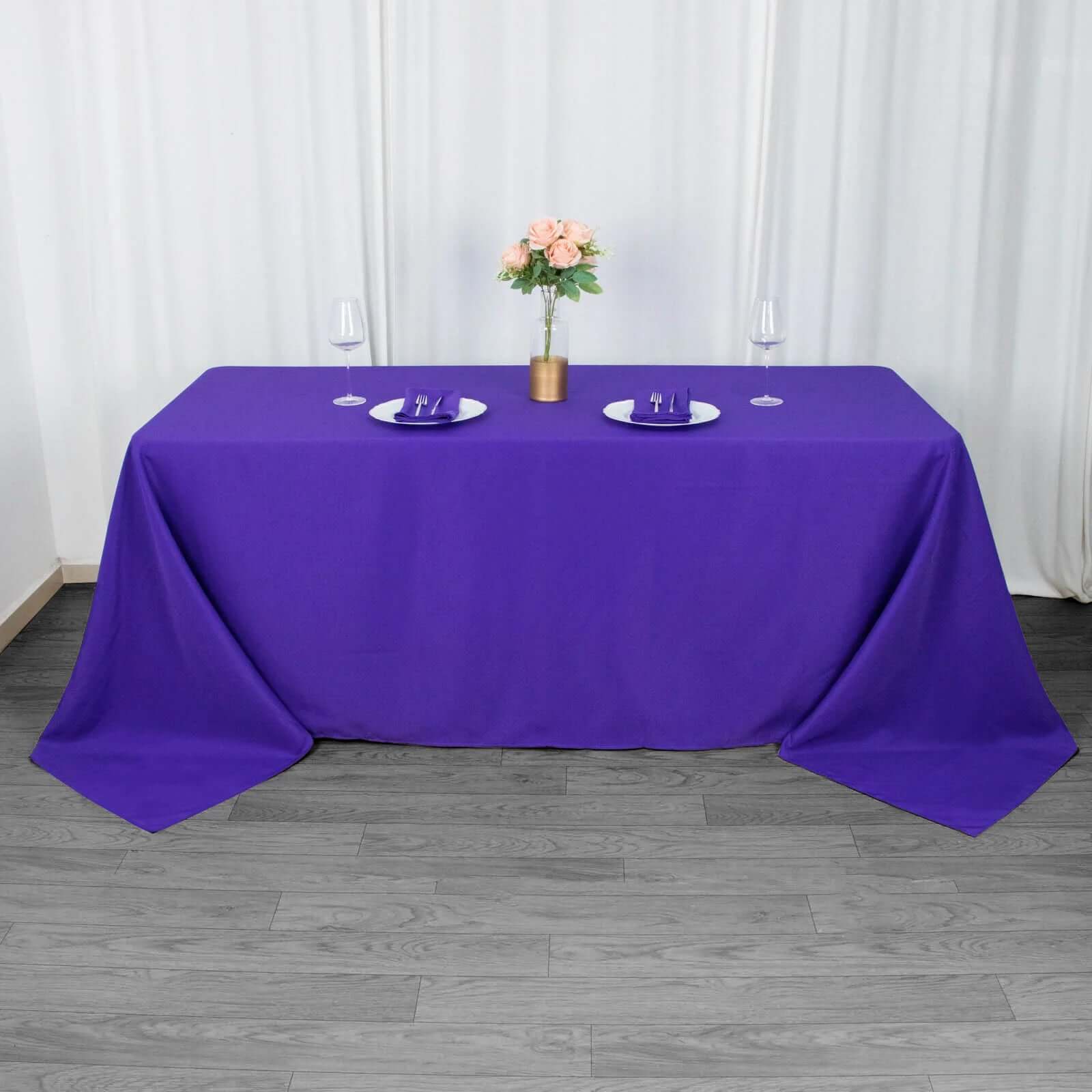 Premium Polyester 90x132 Rectangle Tablecloth Purple - Seamless 220GSM Stain-Resistant Table Cover