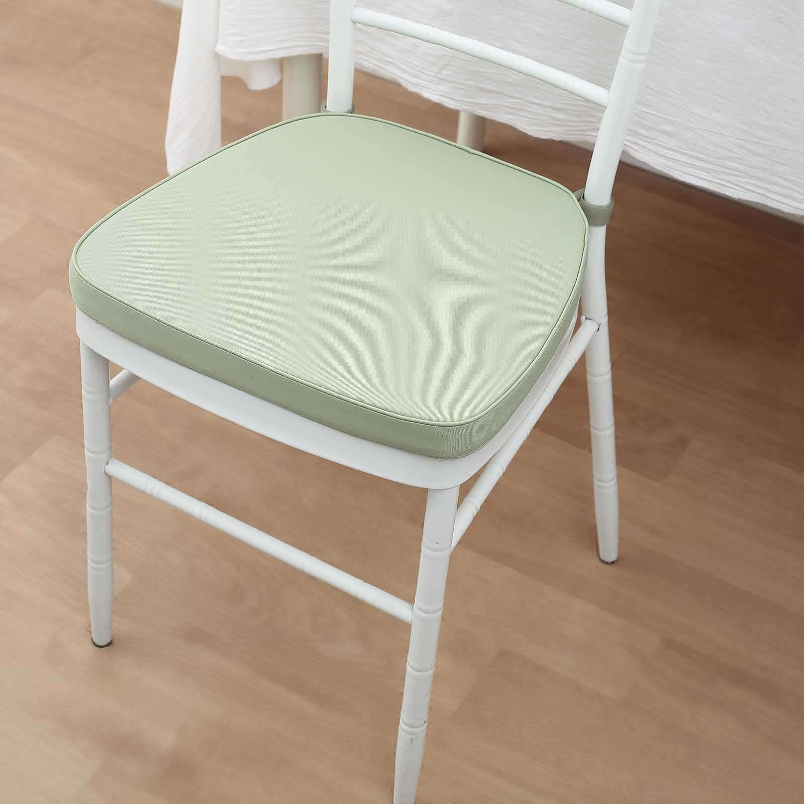 Chiavari Chair Cushion with 1.5 Thick Memory Foam and Ties Sage Green - Stylish Removable Cover for Comfort